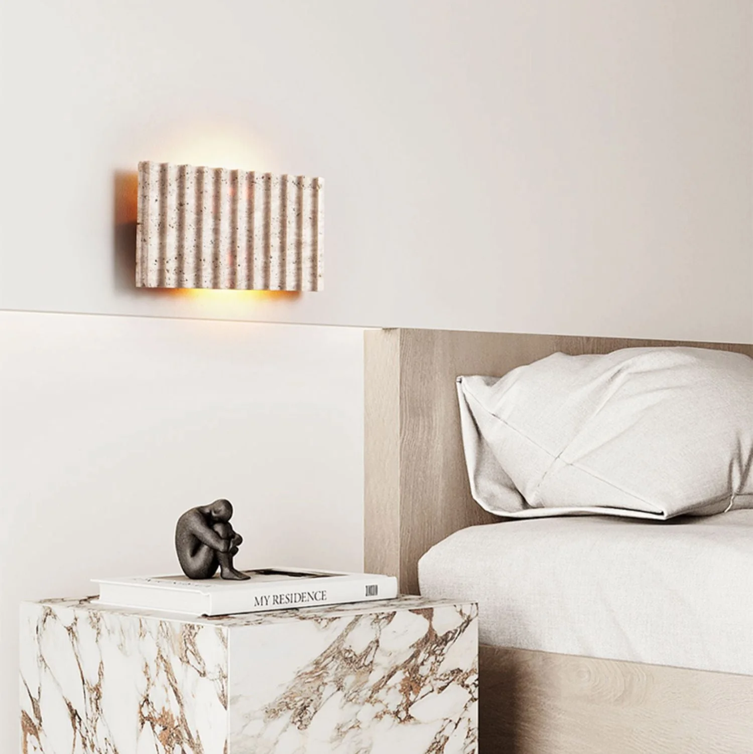 Travertine Ribbed Wall Sconce - Image 4