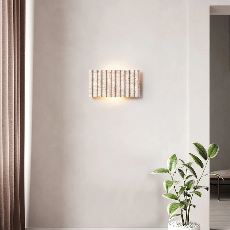 Travertine Ribbed Wall Sconce - Image 6