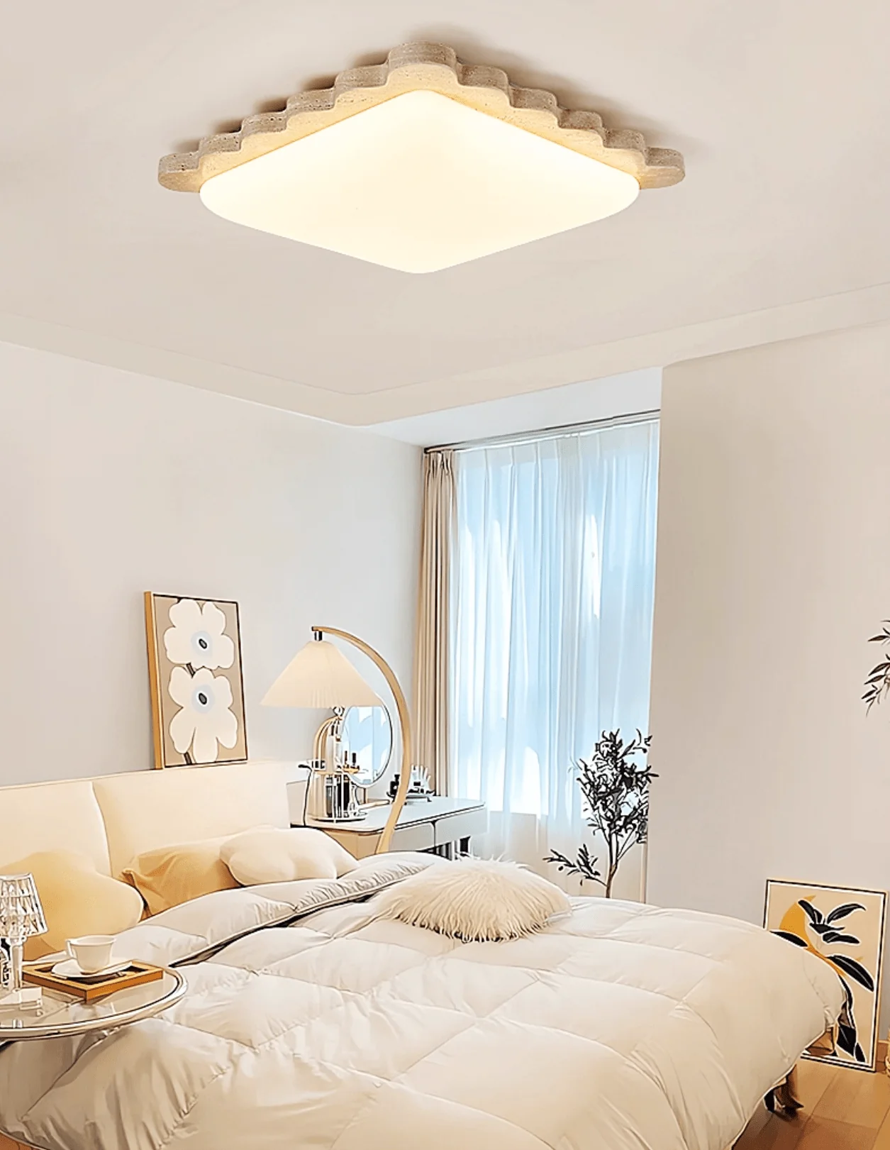 Travertine Scallop Edge Ceiling Light - Image 4