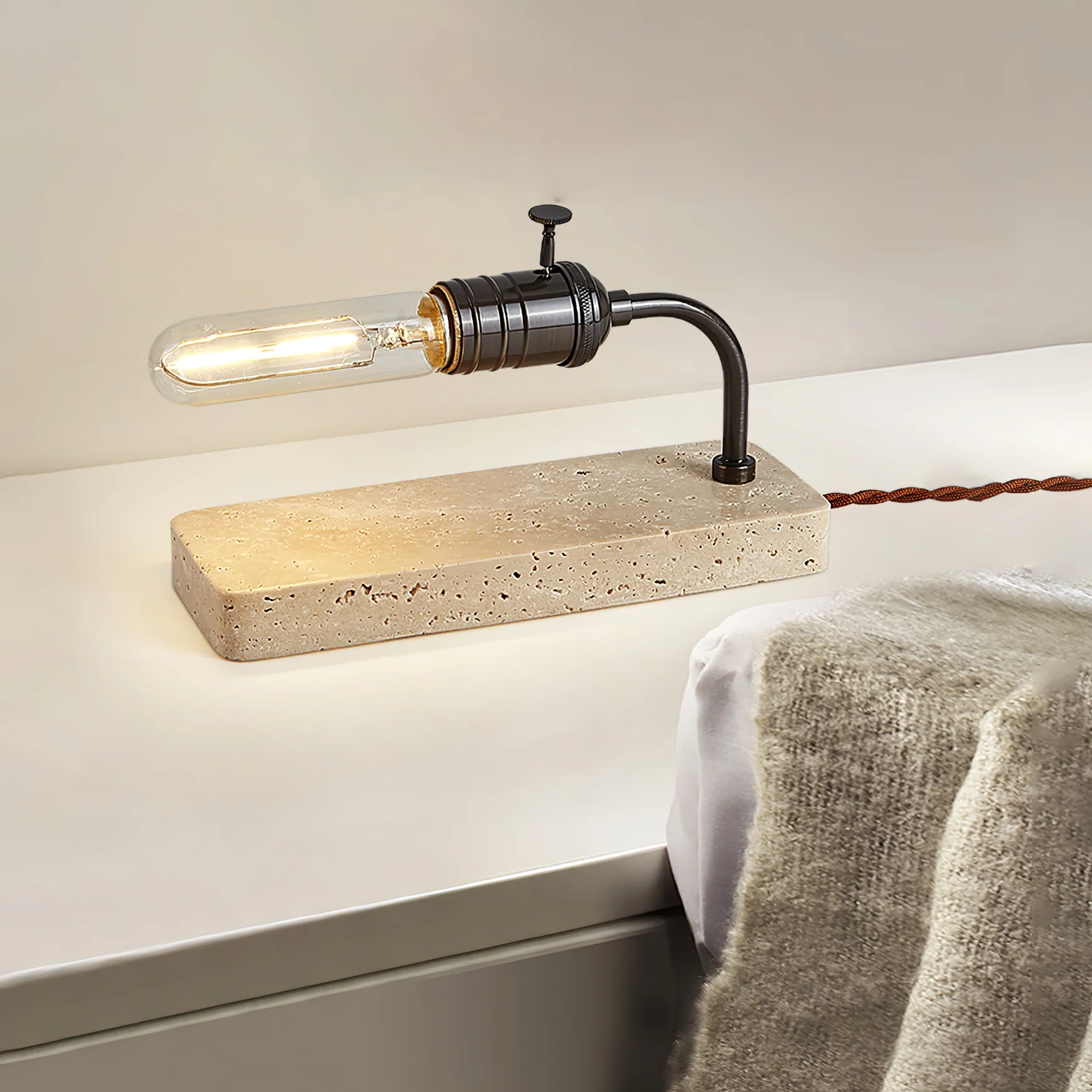 Travertine Vintage Tube Table Lamp - Image 11