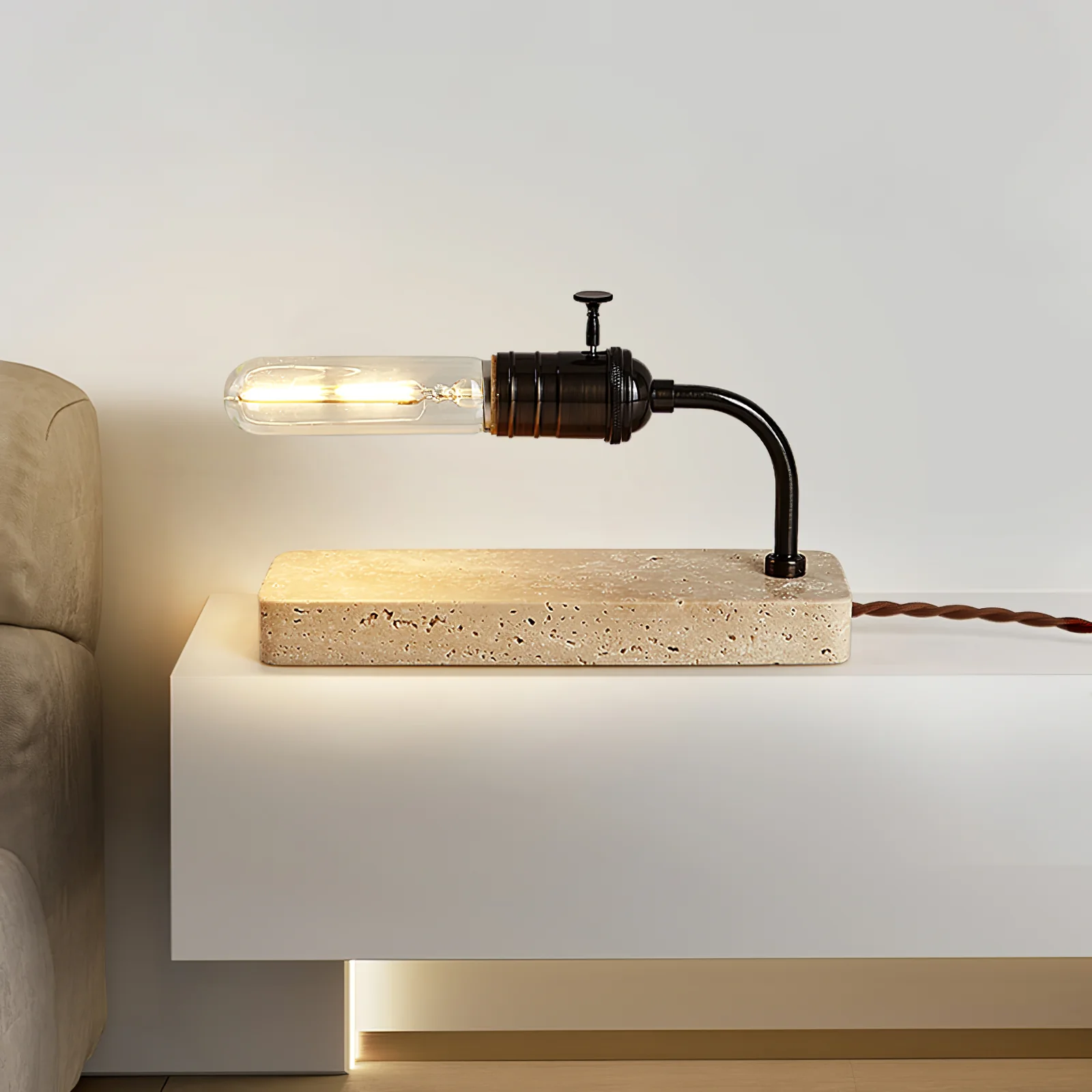Travertine Vintage Tube Table Lamp - Image 6