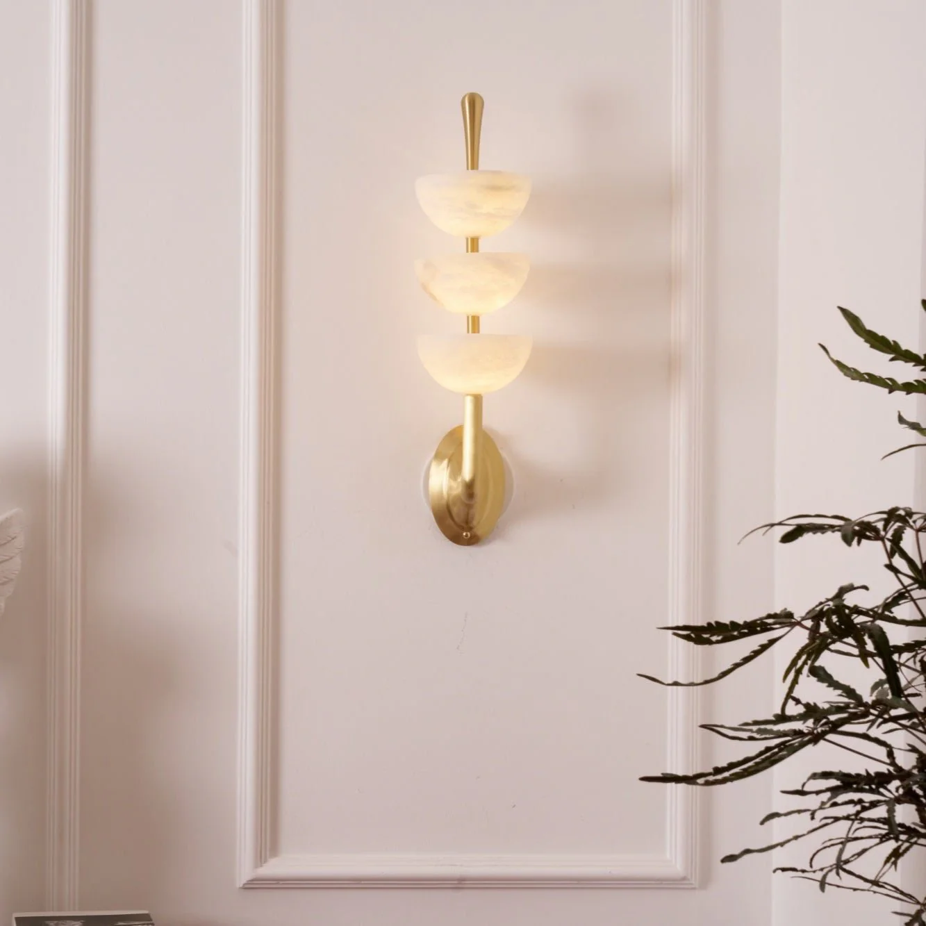 Triple Alabaster Wall Sconce - Image 11