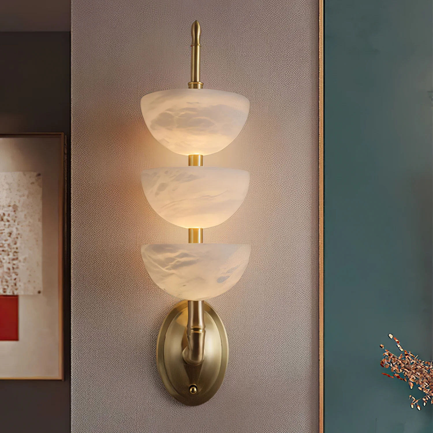 Triple Alabaster Wall Sconce - Image 31