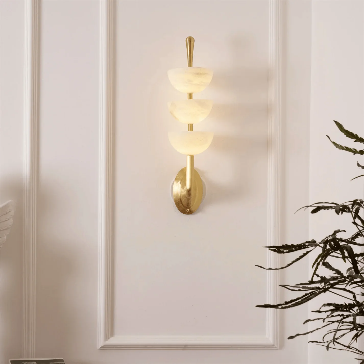 Triple Alabaster Wall Sconce - Image 9