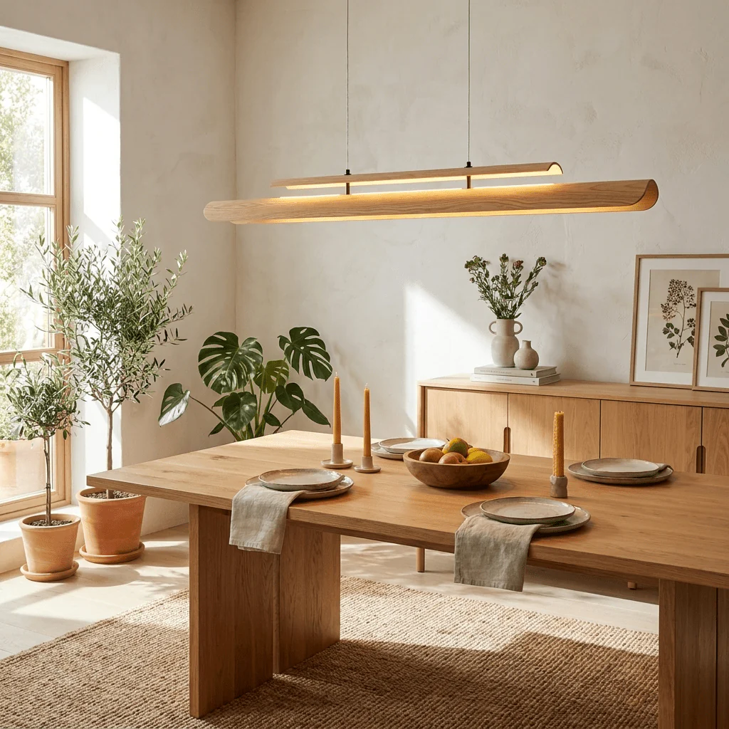 Two Tier Wood Linear Pendant Light - Image 11