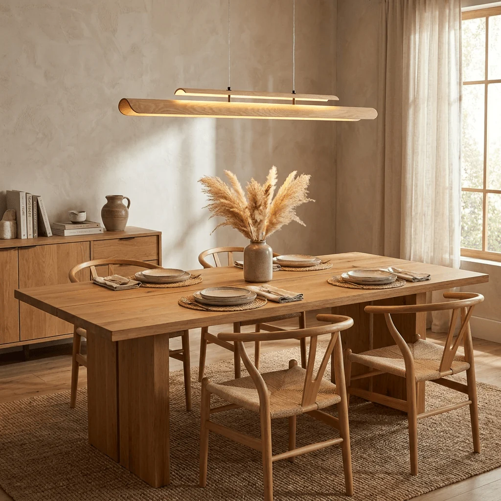 Two Tier Wood Linear Pendant Light - Image 13