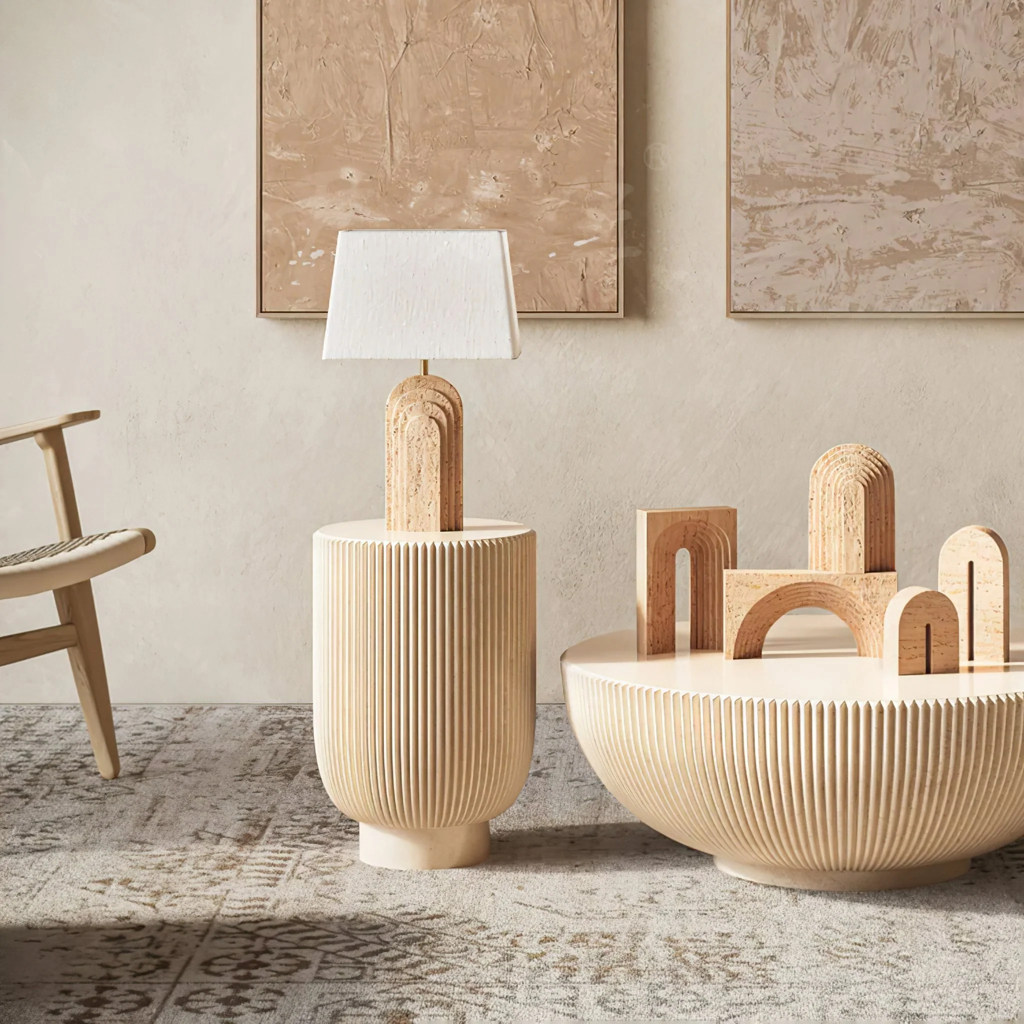 Verdura Travertine Table Lamp - Image 3