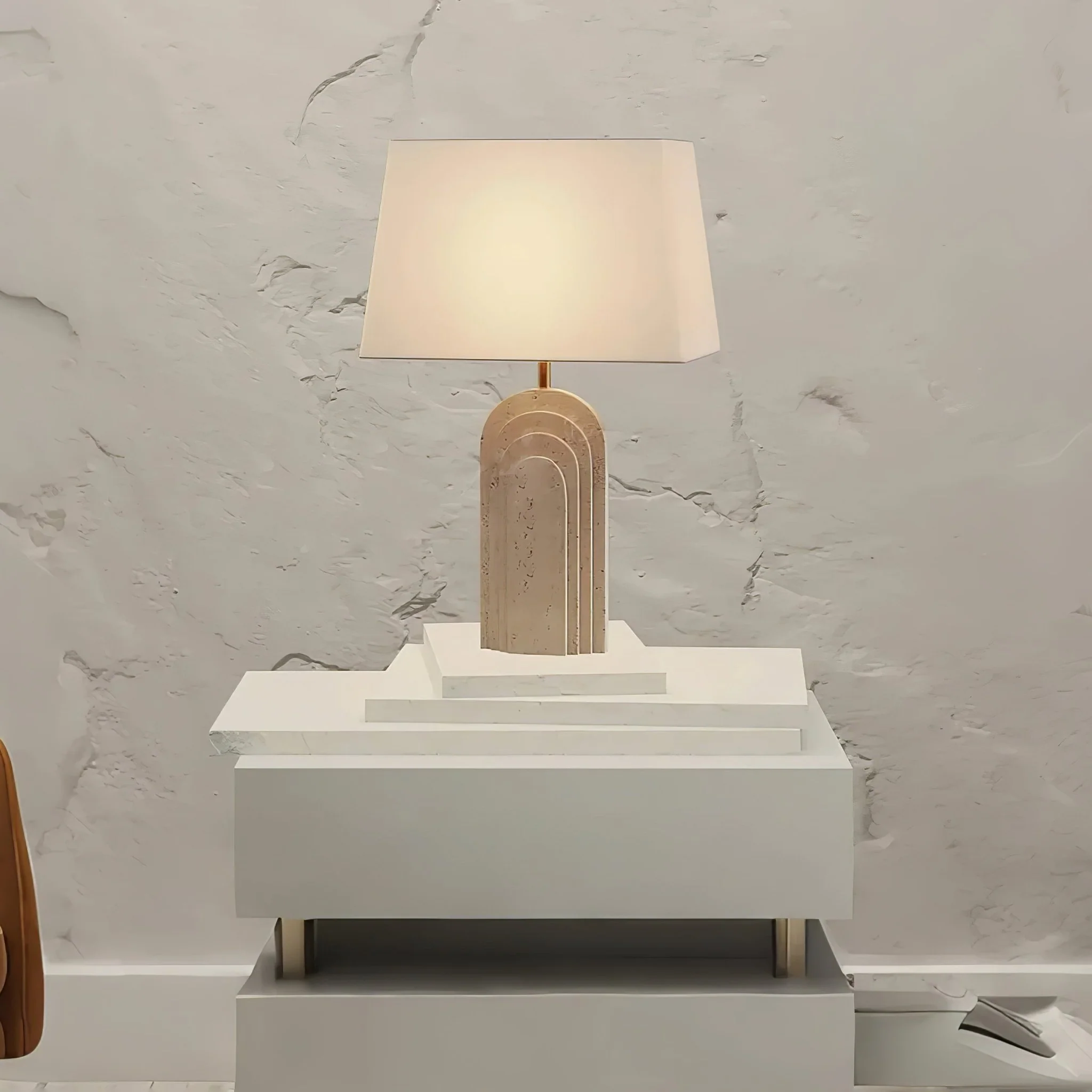 Verdura Travertine Table Lamp - Image 4