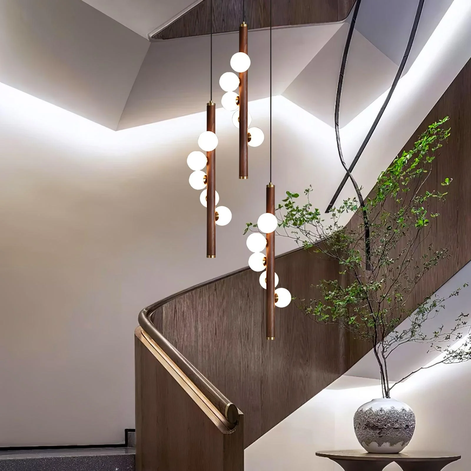 Vertical Orb Timber Pendant Lamp - Image 2