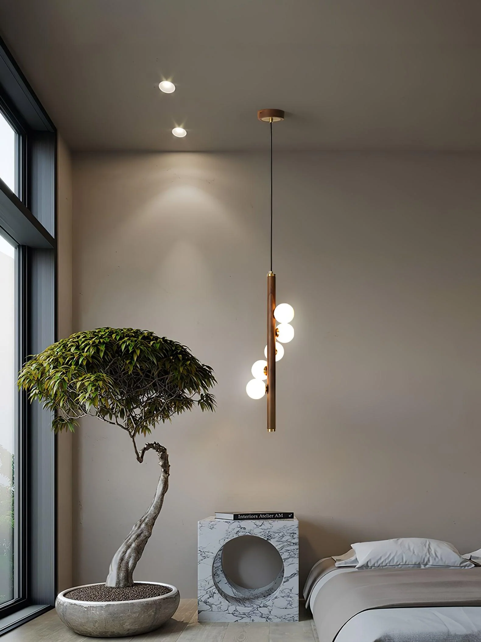 Vertical Orb Timber Pendant Lamp - Image 8