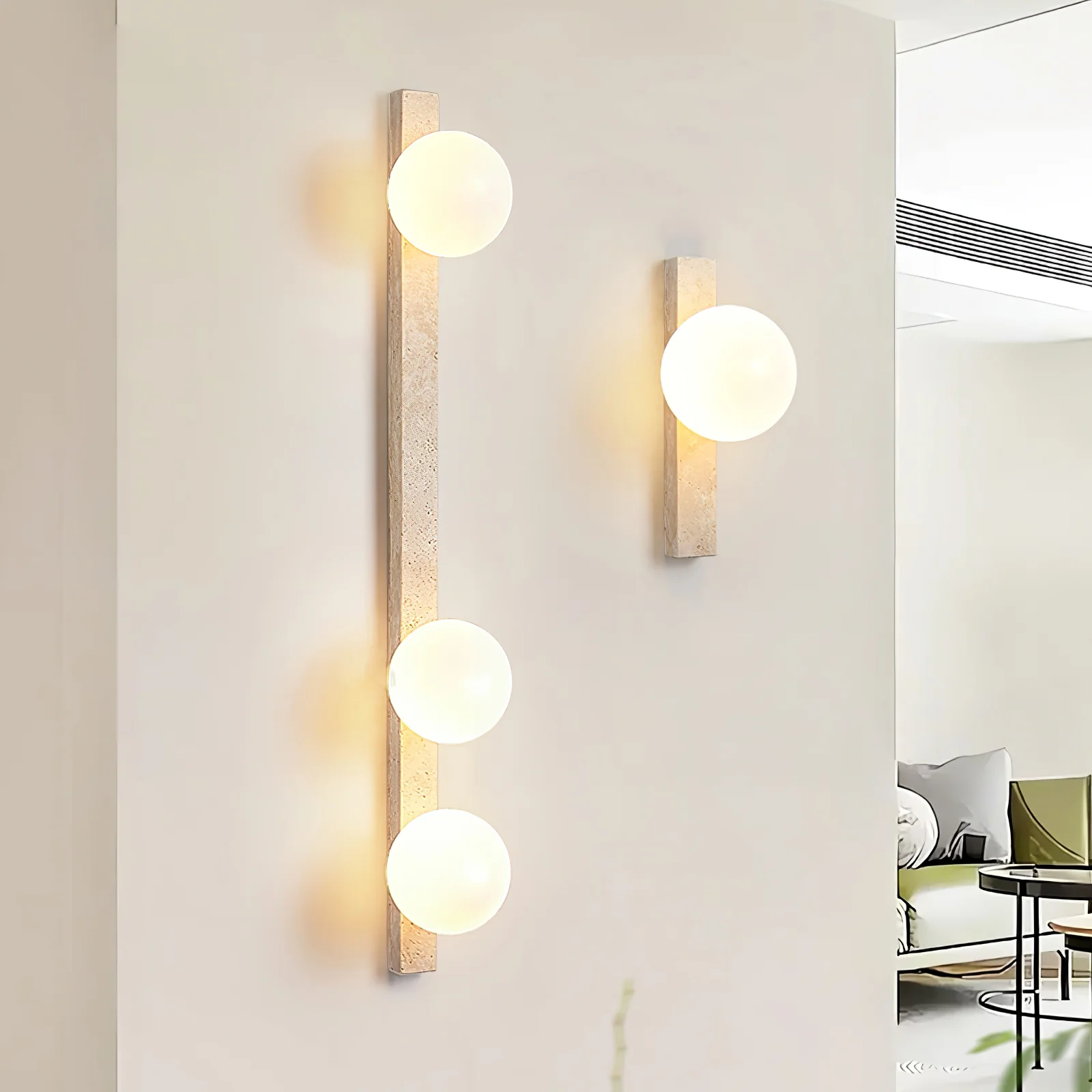 Vertical Travertine Wall Sconce - Image 9