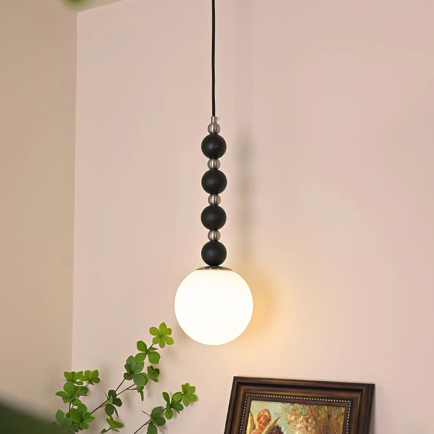 Vertical Walnut Balls Pendant Lamp - Image 7