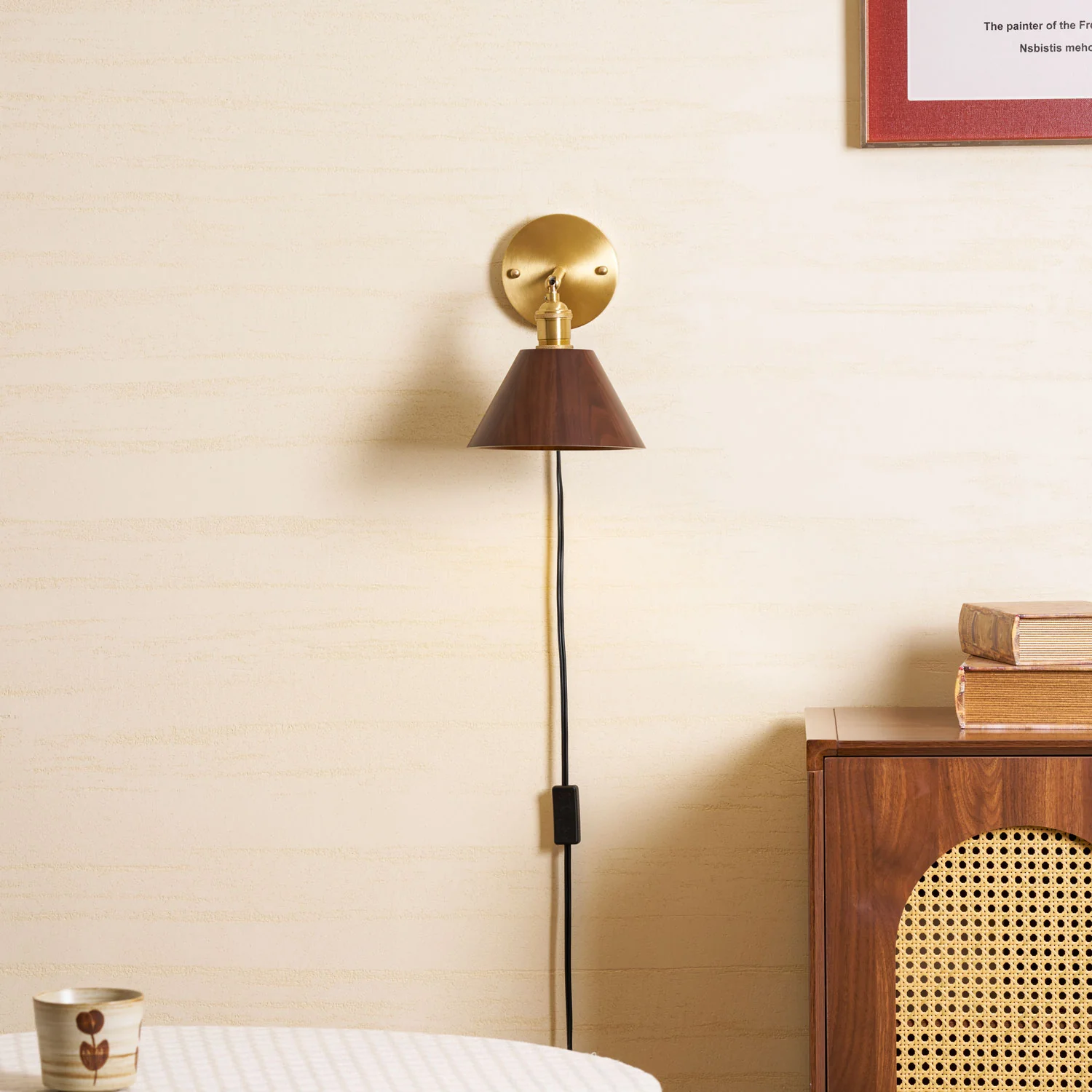 Vintage Wood Plug-in Wall Lamp - Image 12