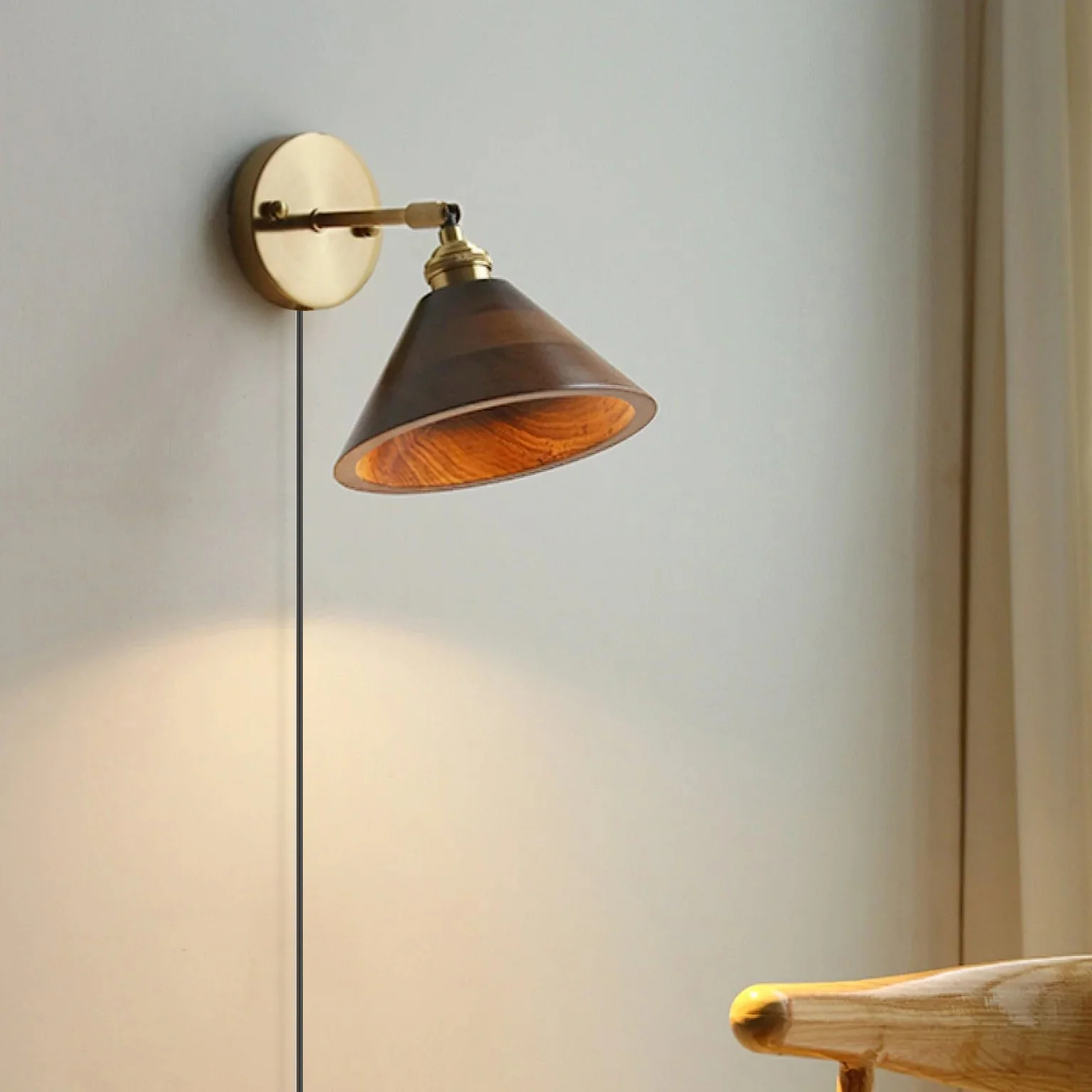 Vintage Wood Plug-in Wall Lamp - Image 24