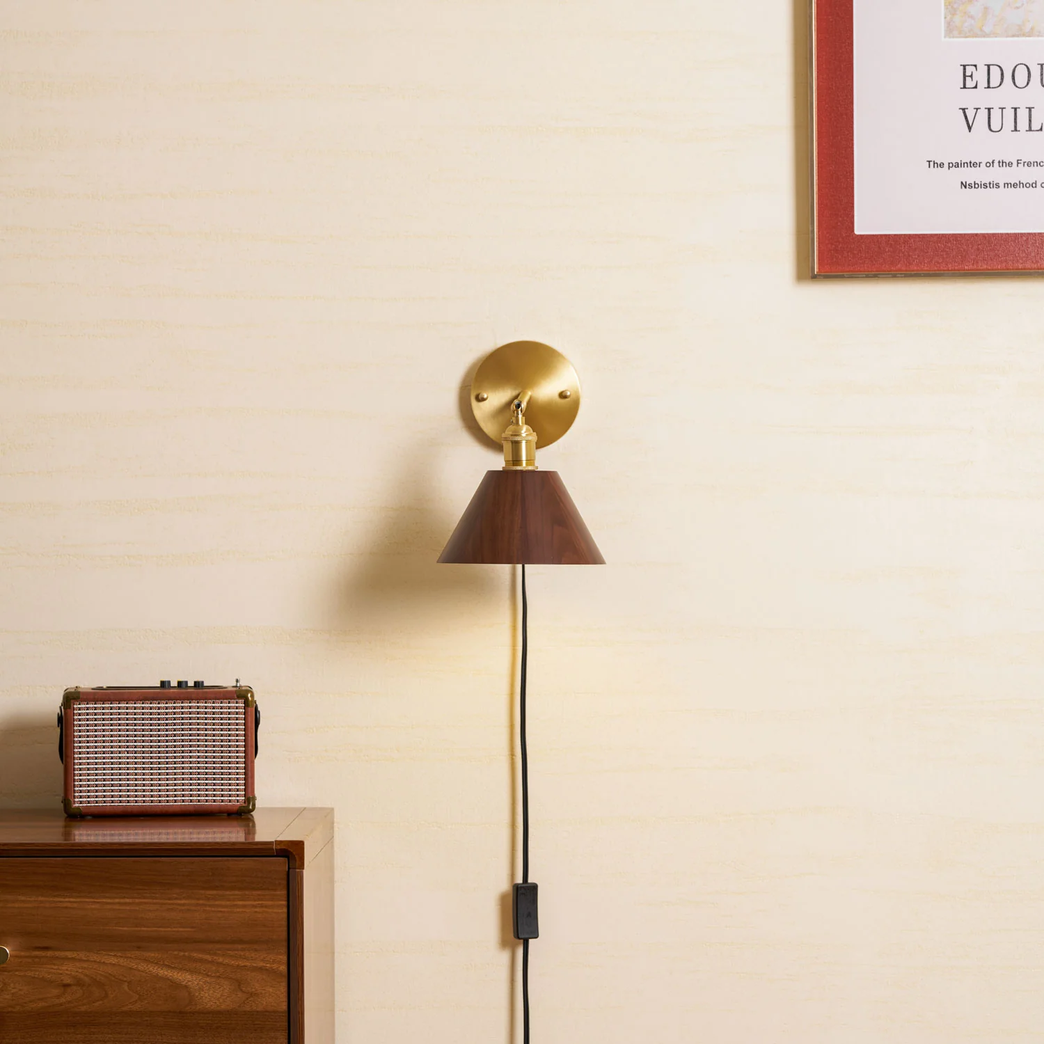 Vintage Wood Plug-in Wall Lamp - Image 5