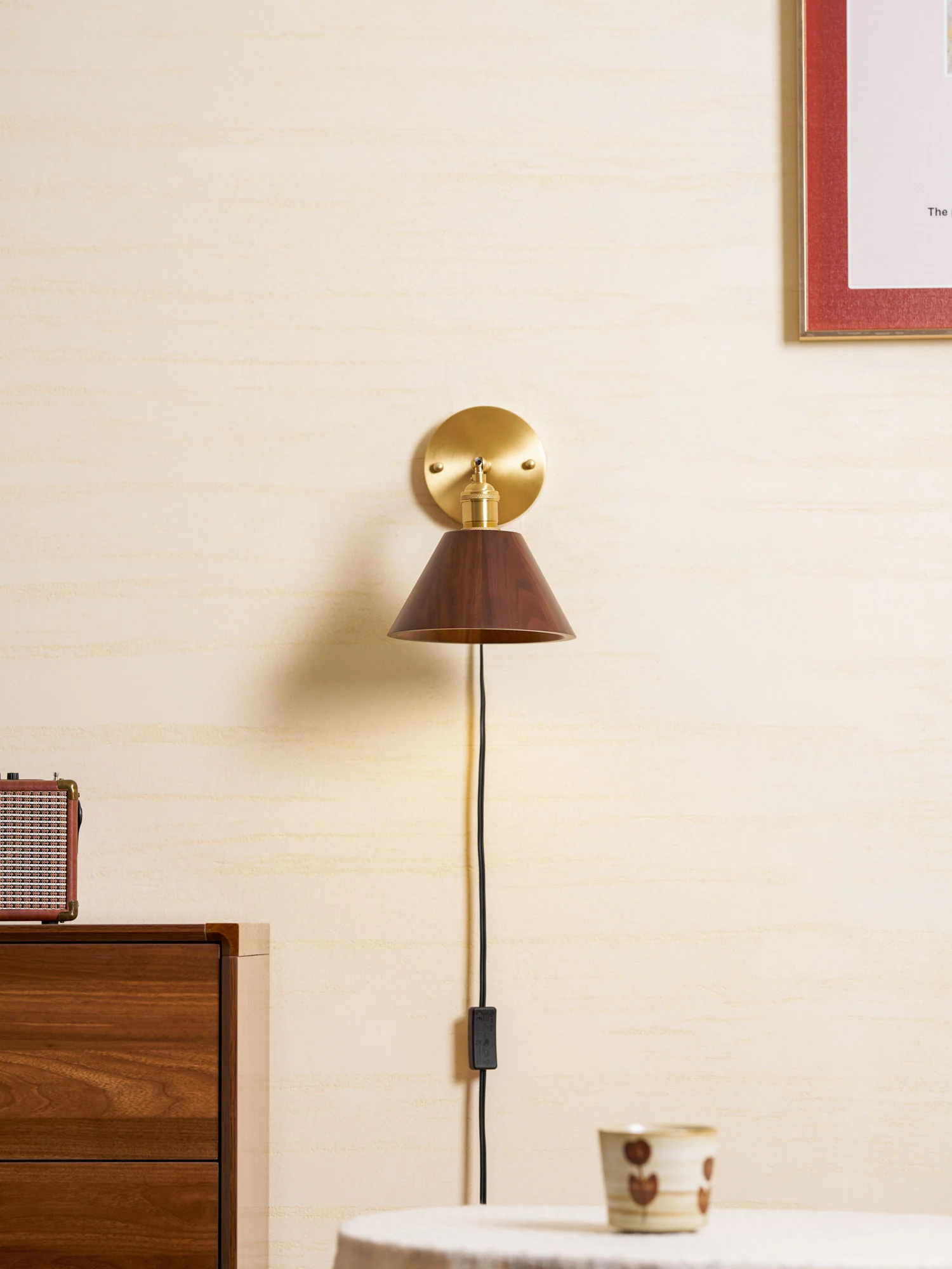 Vintage Wood Plug-in Wall Lamp - Image 7