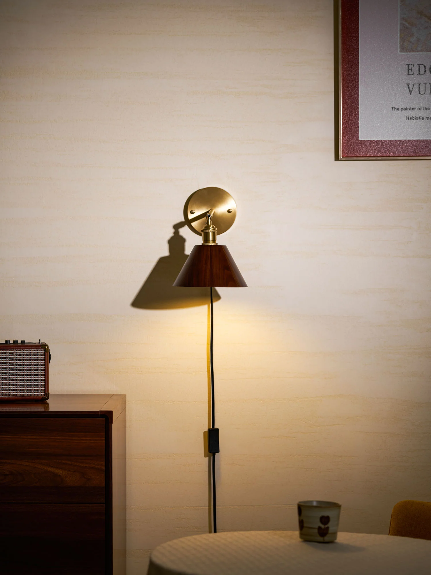 Vintage Wood Plug-in Wall Lamp - Image 9