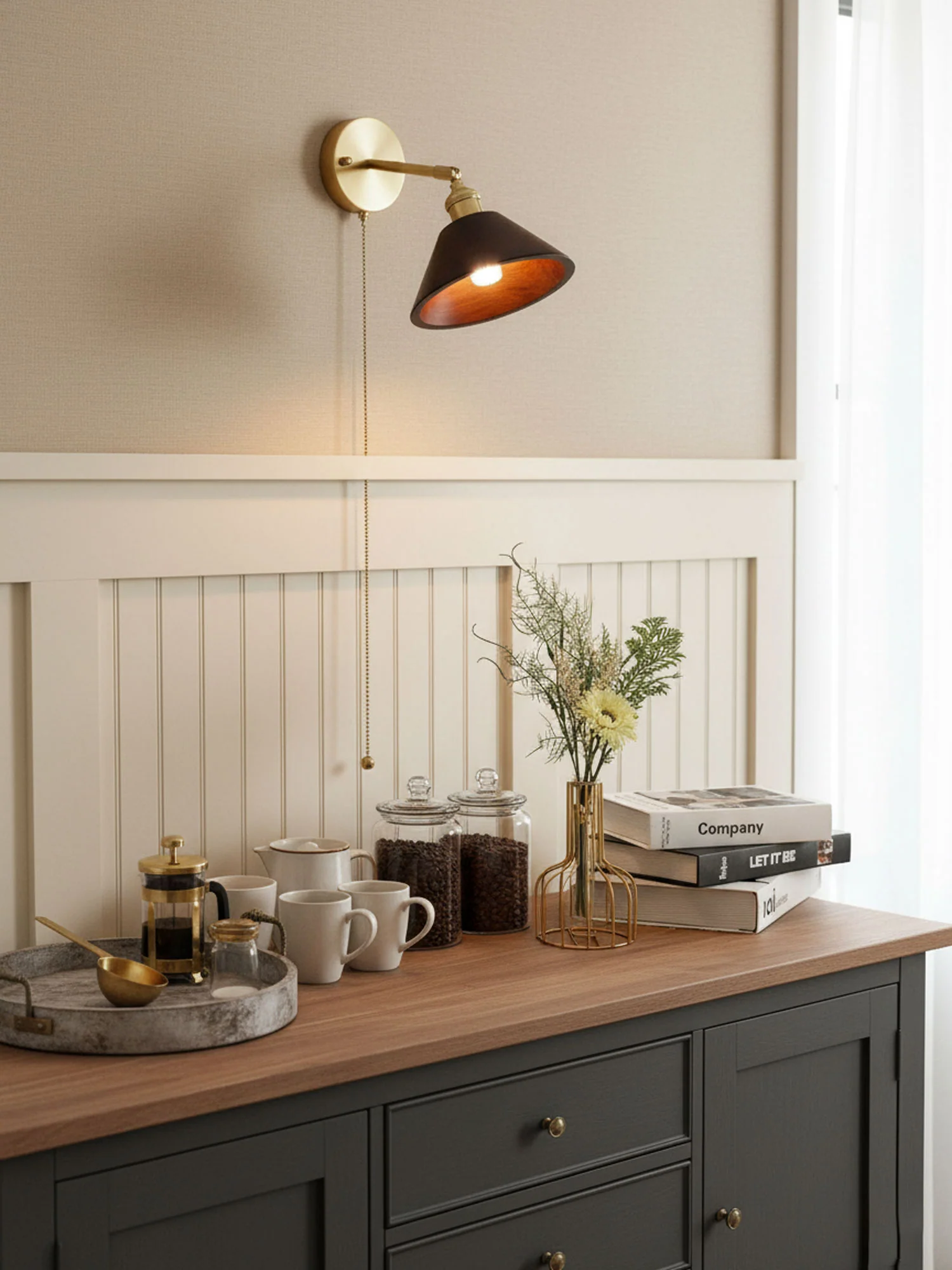 Vintage Wood Wall Lamp - Image 8