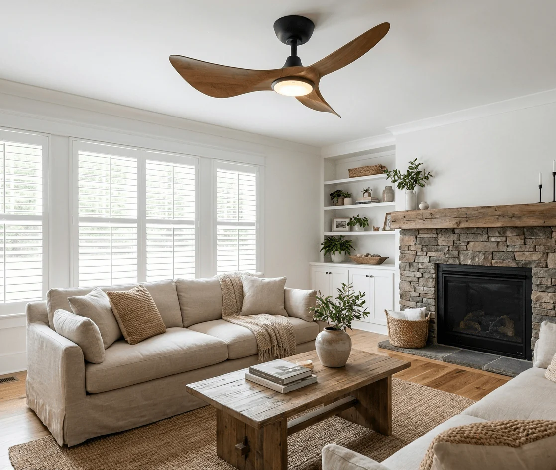 Volant Sculpted Wood Ceiling Fan Light - Image 4
