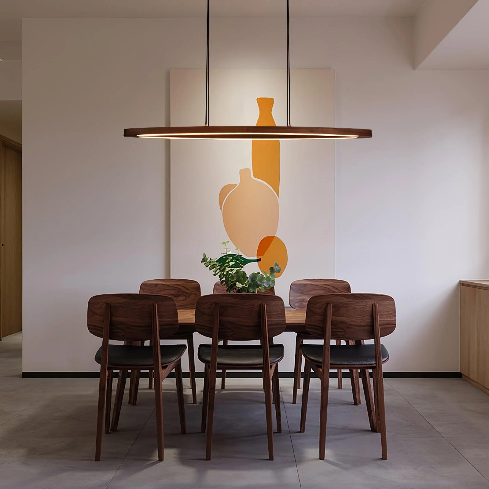 Walnut Arc Linear Pendant Lamp - Image 10