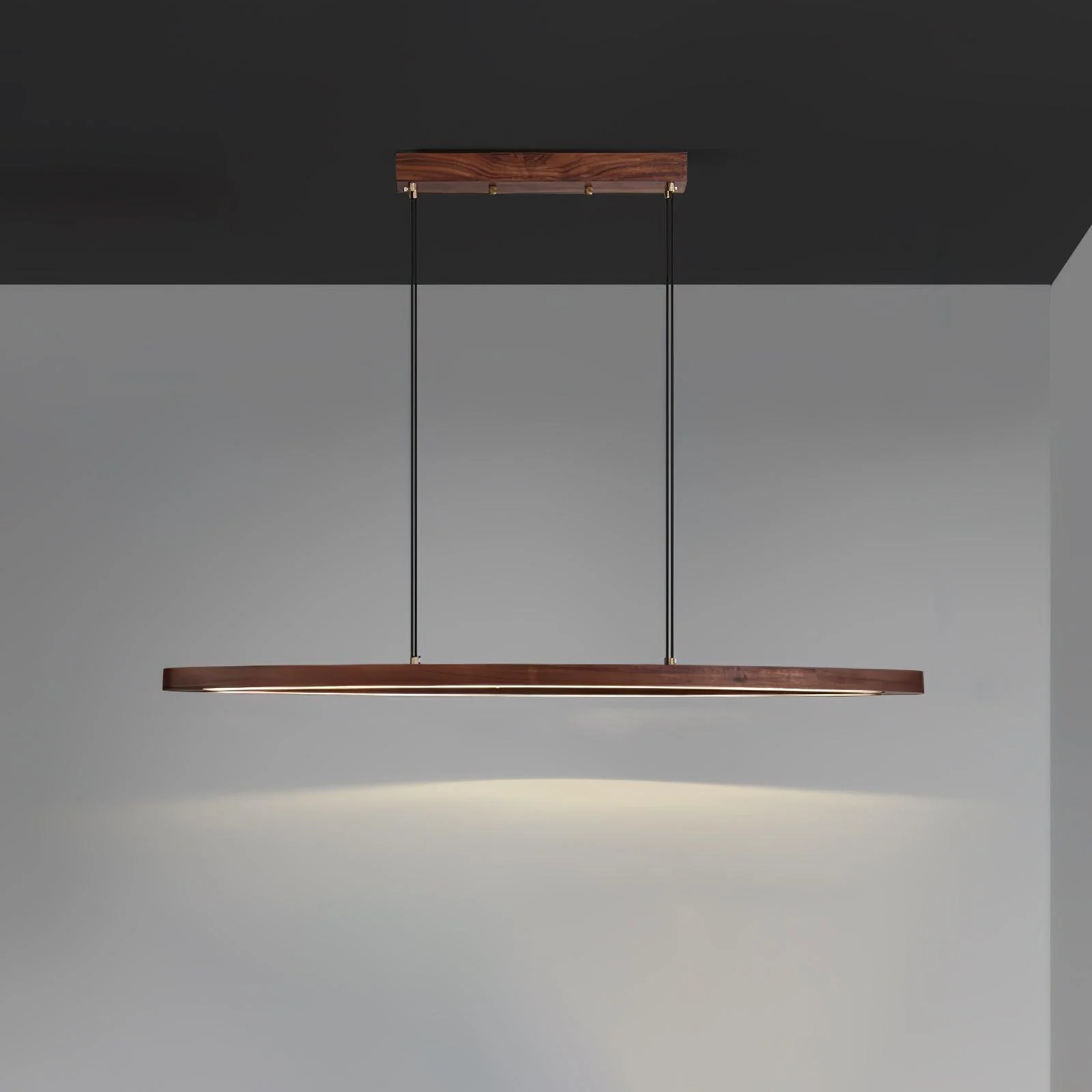 Walnut Arc Linear Pendant Lamp - Image 29
