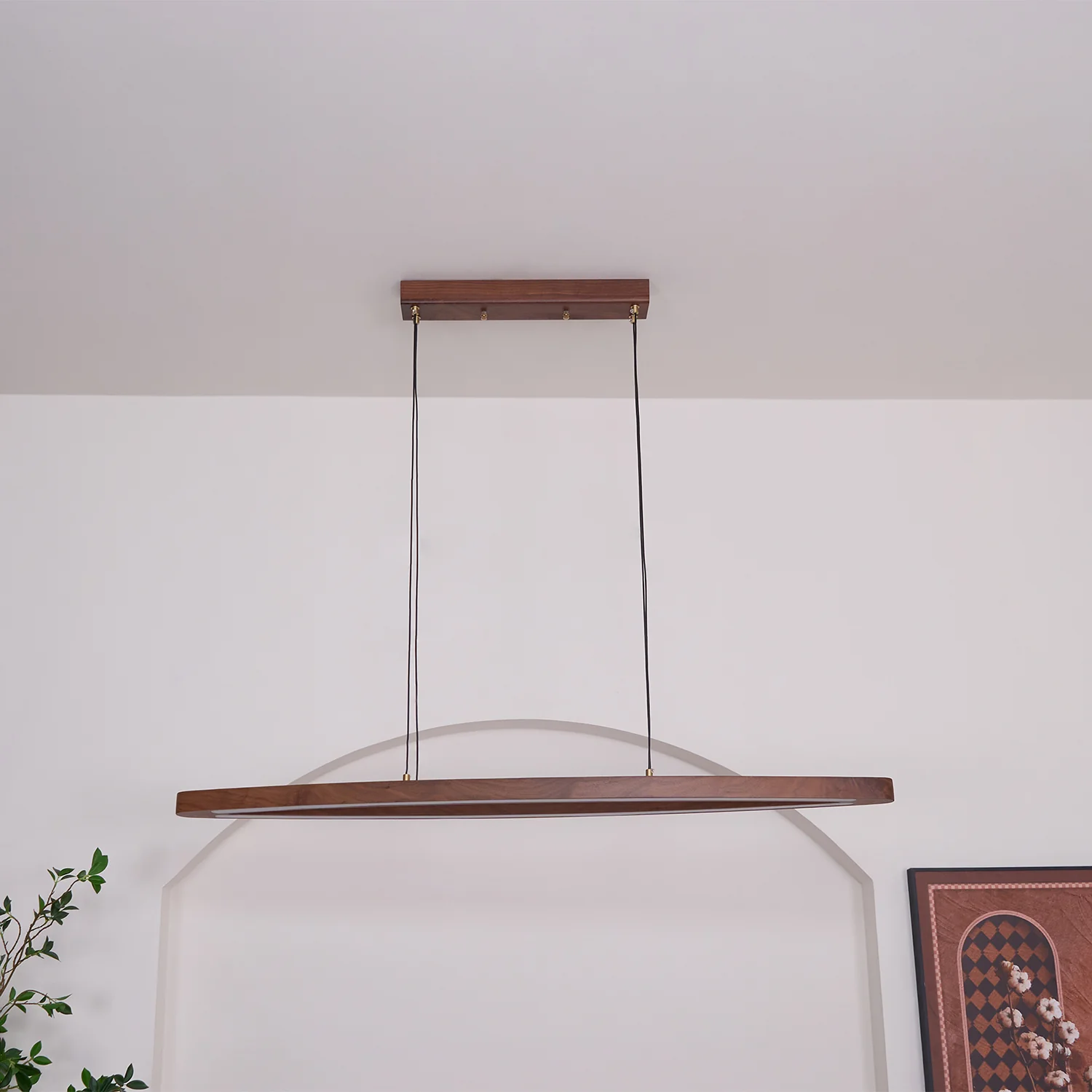 Walnut Arc Linear Pendant Lamp - Image 32