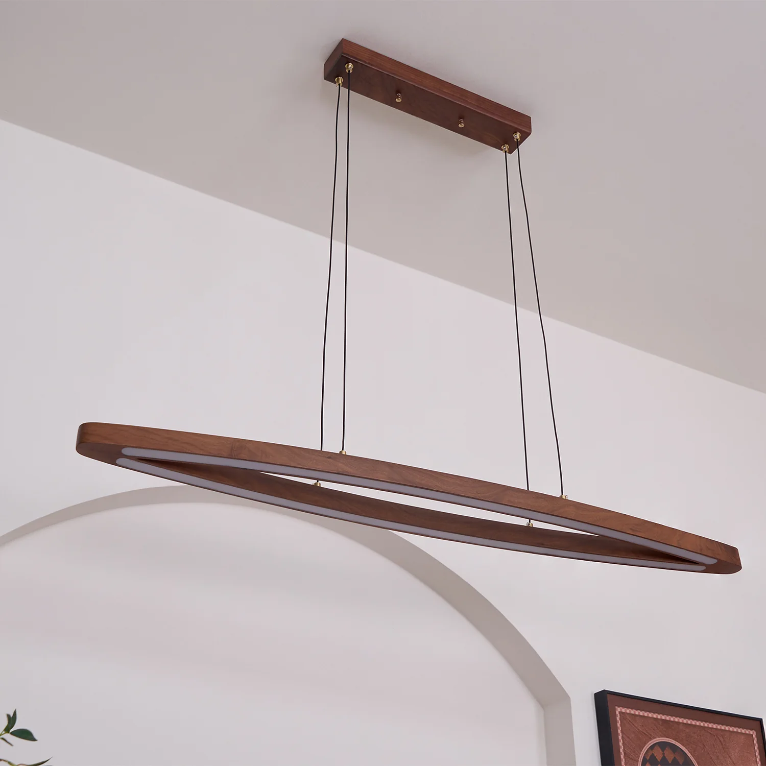 Walnut Arc Linear Pendant Lamp - Image 33