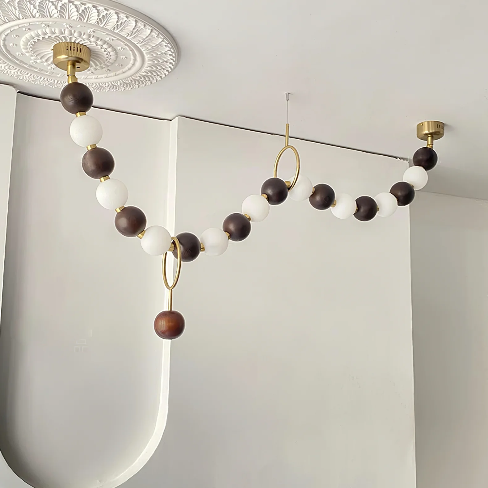 Walnut Bead Necklace Chandelier - Image 8