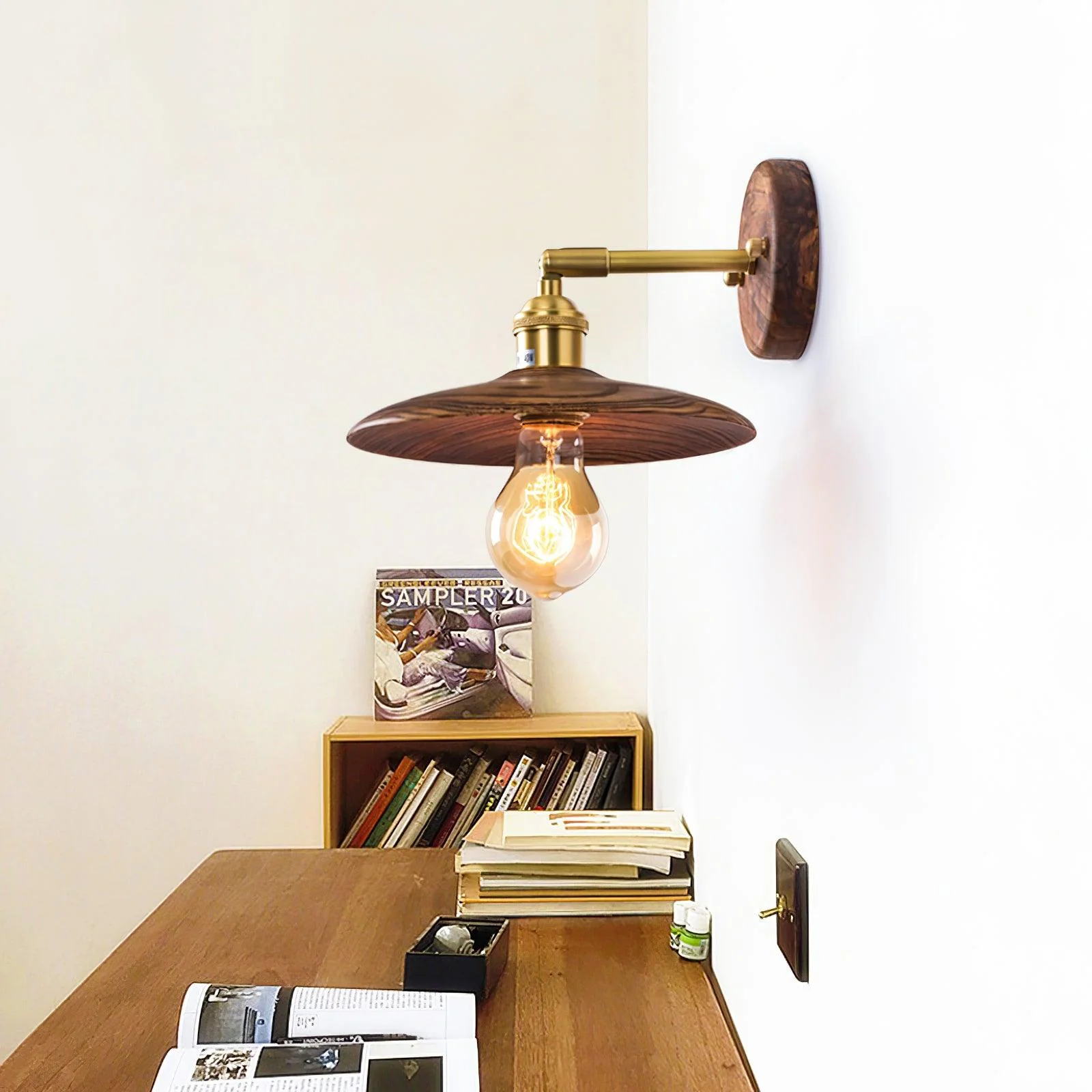 Walnut Flared Wall Light - Image 16