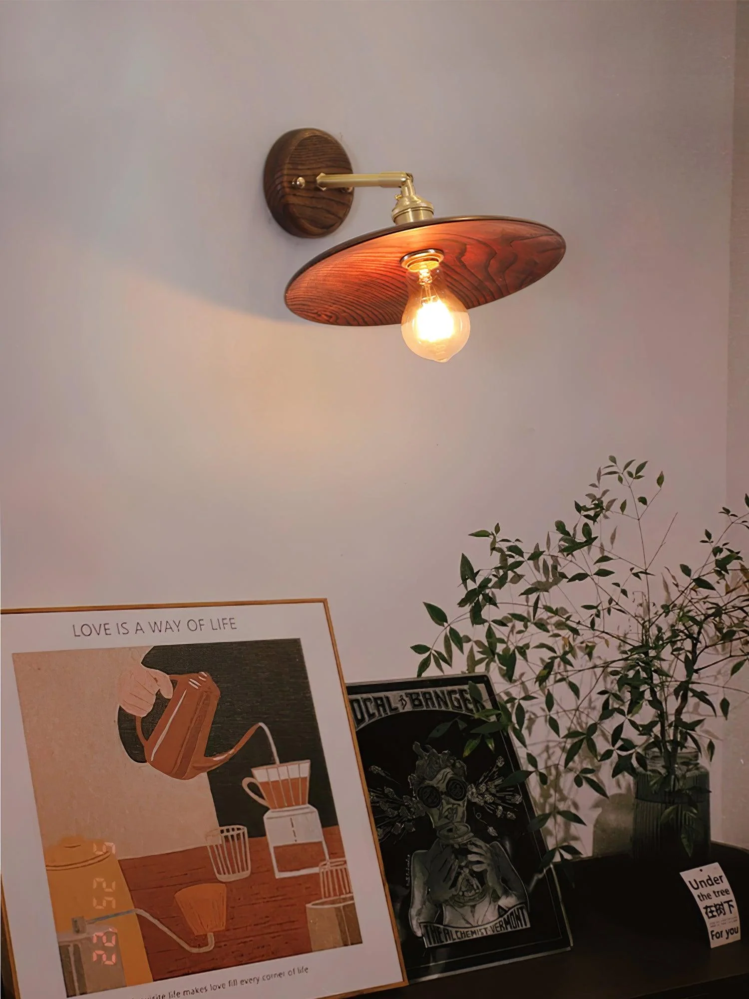 Walnut Flared Wall Light - Image 9