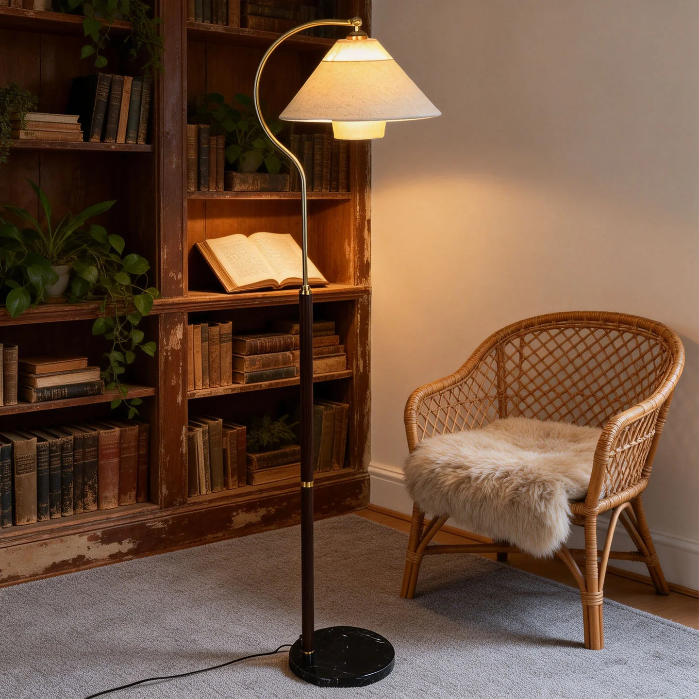 Walnut Gooseneck Floor Lamp - Image 5