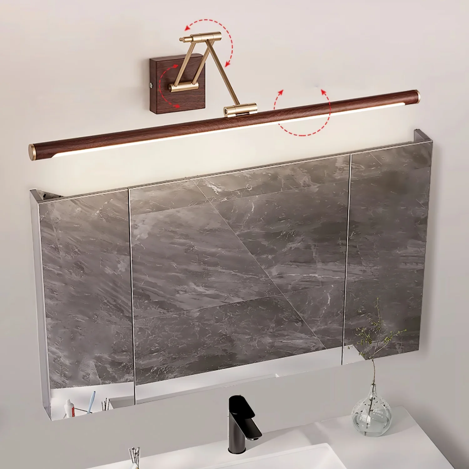 Walnut Color Linear Adjustable Wall Light - Image 19