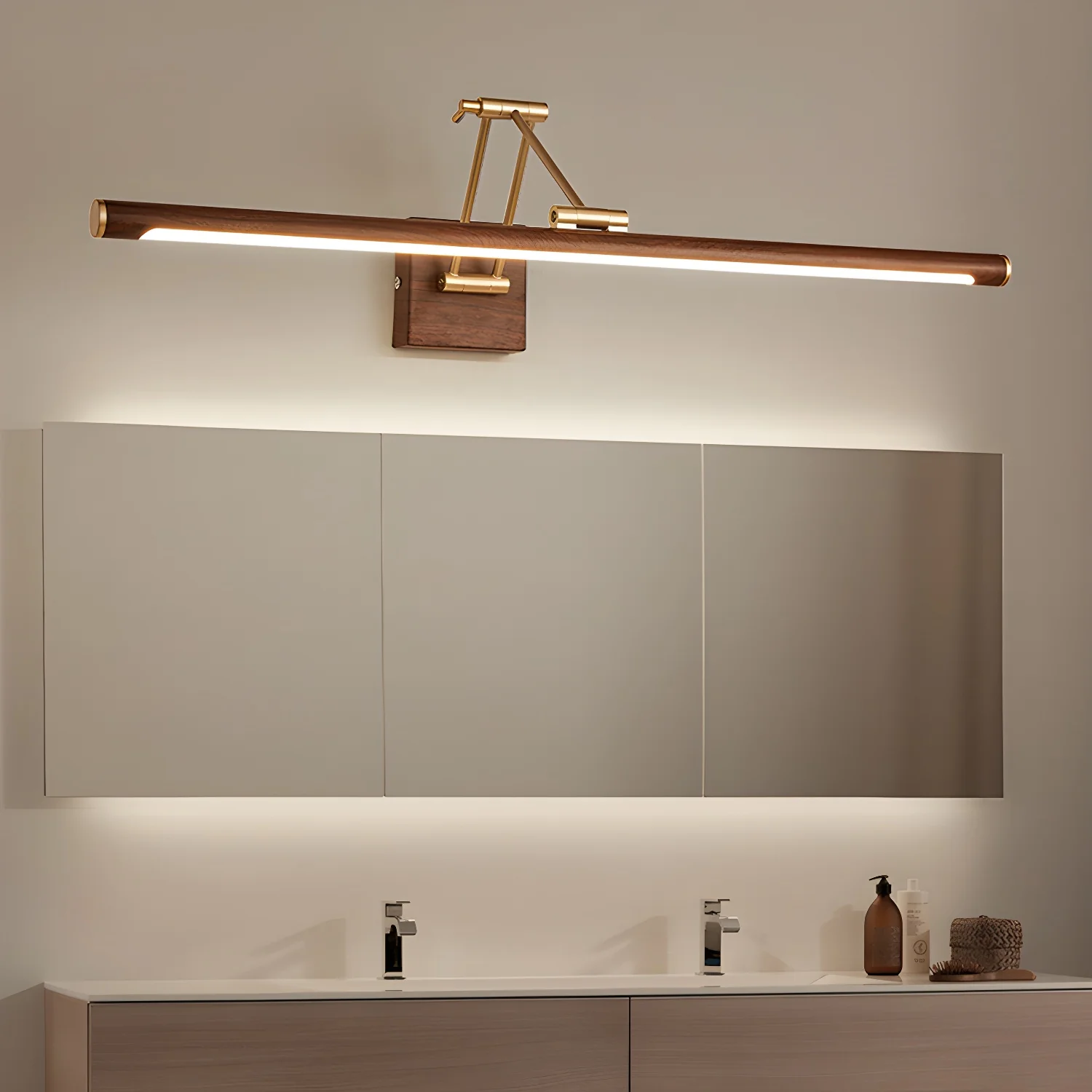 Walnut Color Linear Adjustable Wall Light - Image 2