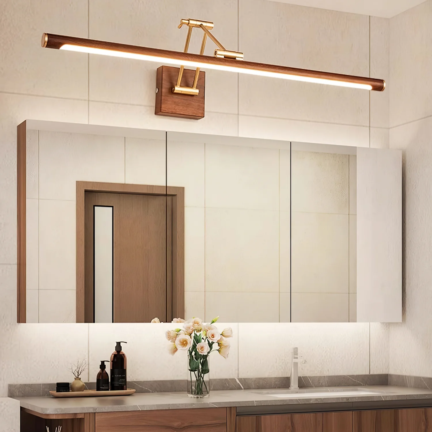 Walnut Color Linear Adjustable Wall Light - Image 20