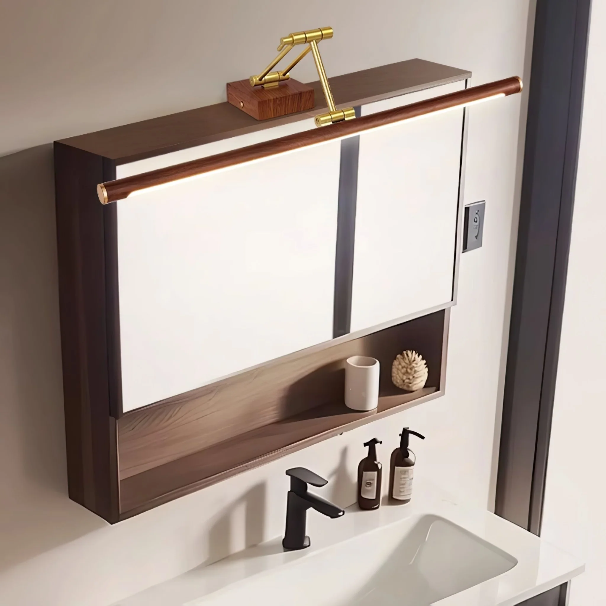Walnut Color Linear Adjustable Wall Light - Image 21