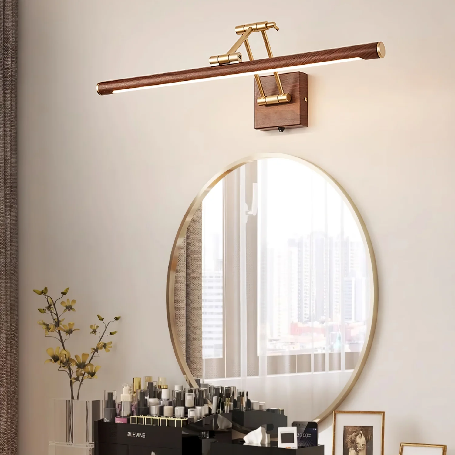 Walnut Color Linear Adjustable Wall Light - Image 25
