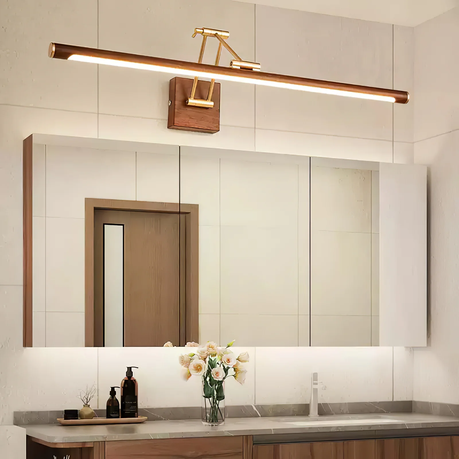 Walnut Color Linear Adjustable Wall Light - Image 26