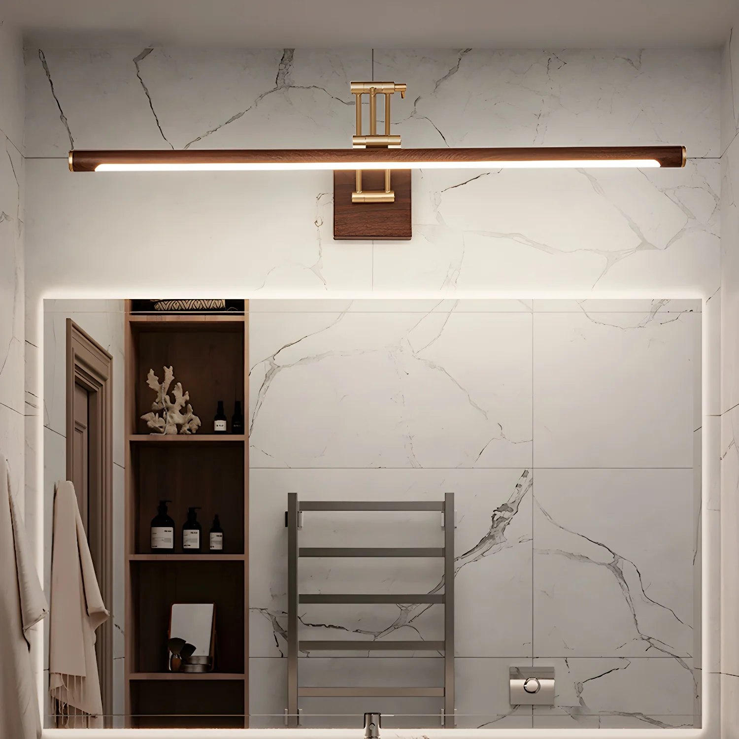 Walnut Color Linear Adjustable Wall Light - Image 3