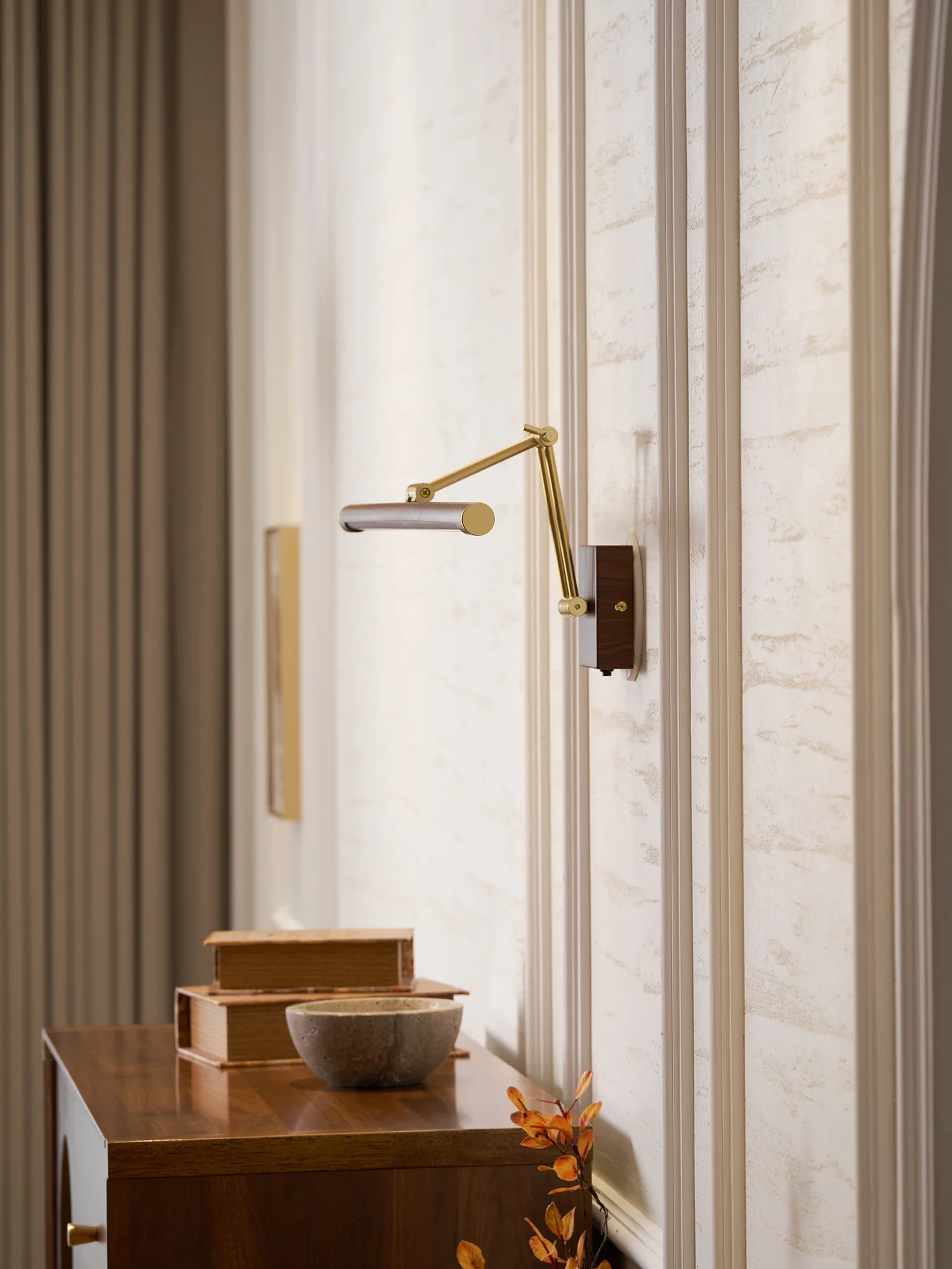 Walnut Color Linear Adjustable Wall Light - Image 30