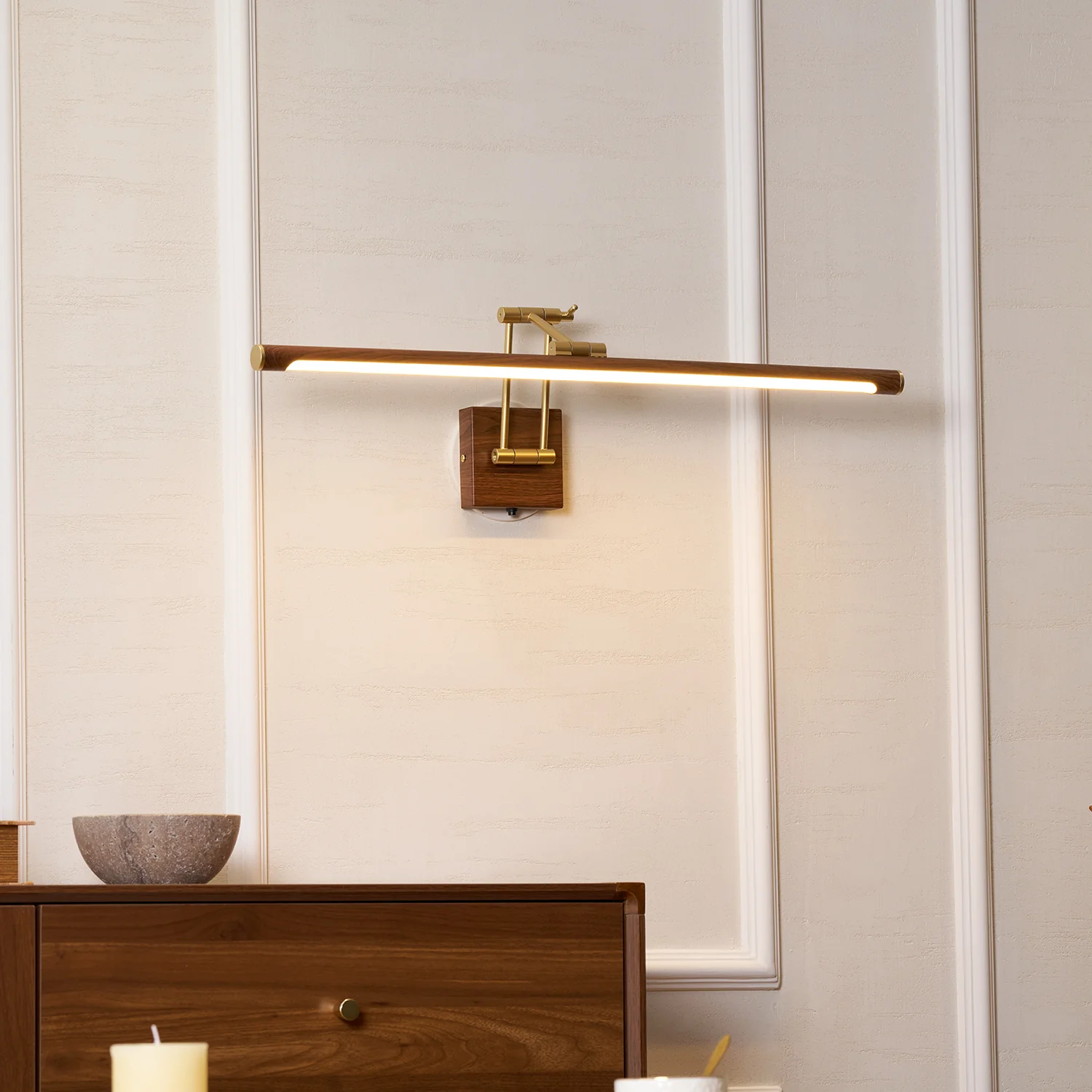 Walnut Color Linear Adjustable Wall Light - Image 34