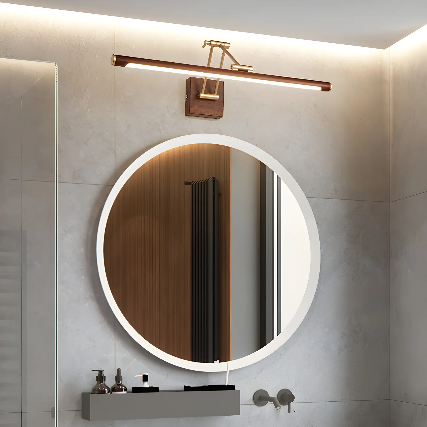 Walnut Color Linear Adjustable Wall Light - Image 4