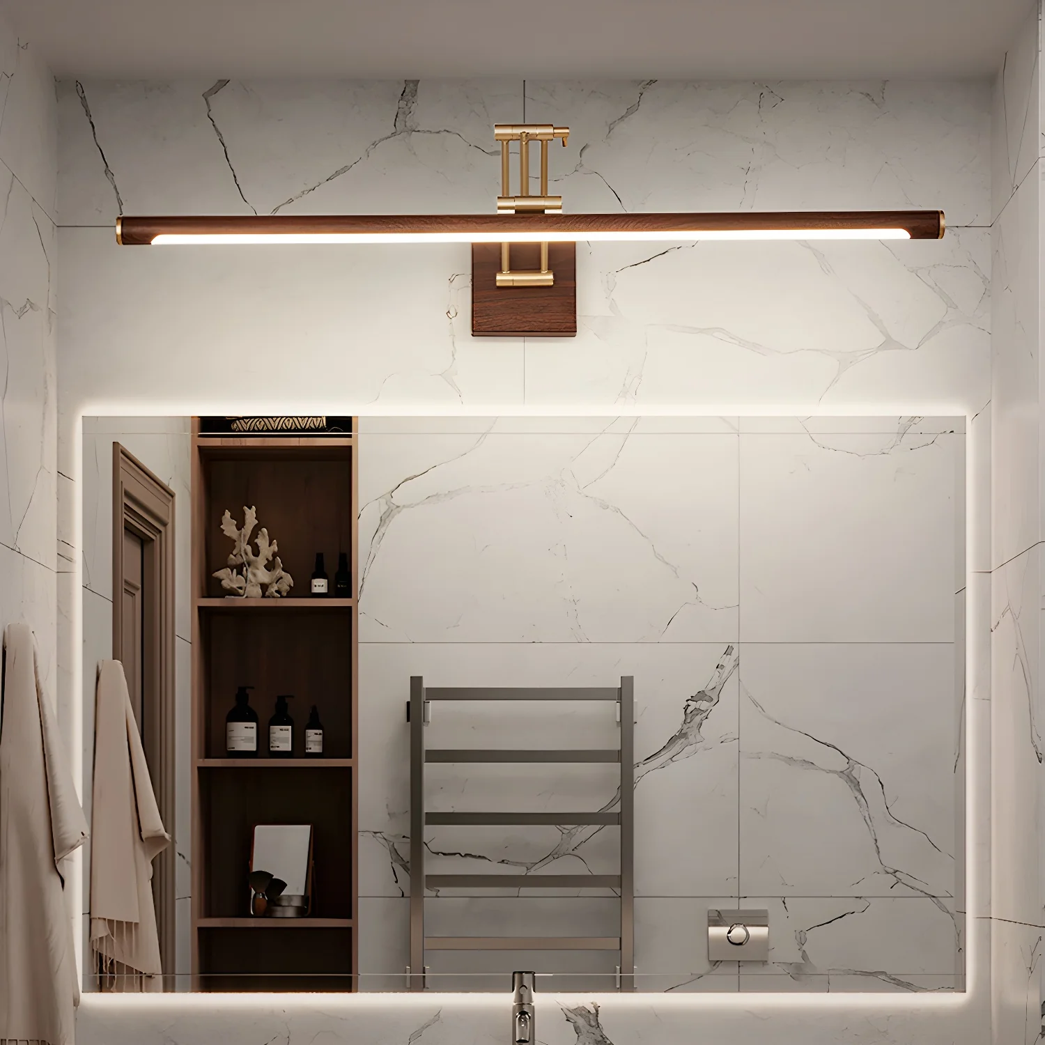 Walnut Color Linear Adjustable Wall Light - Image 8