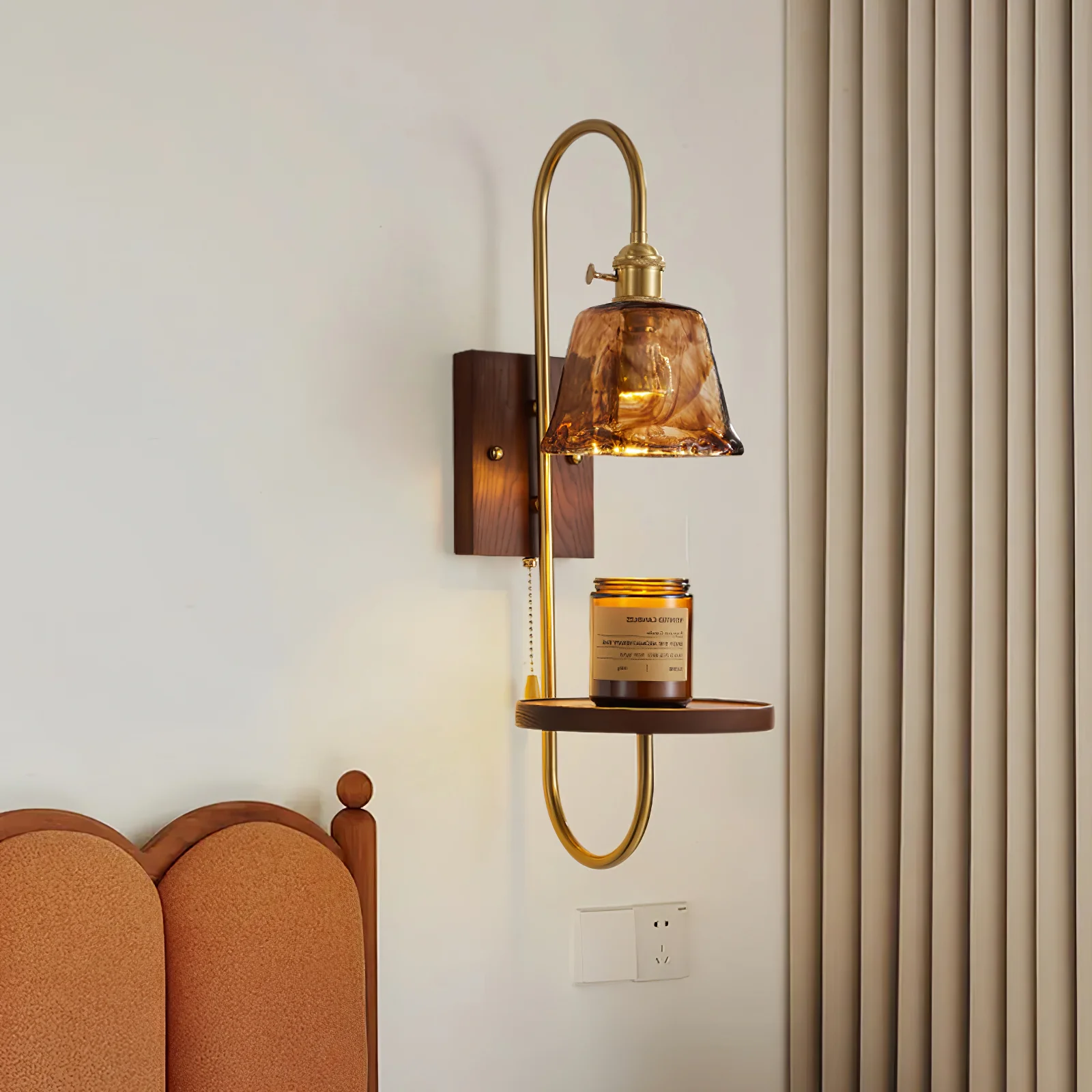 Walnut Shelf Sconce - Image 2