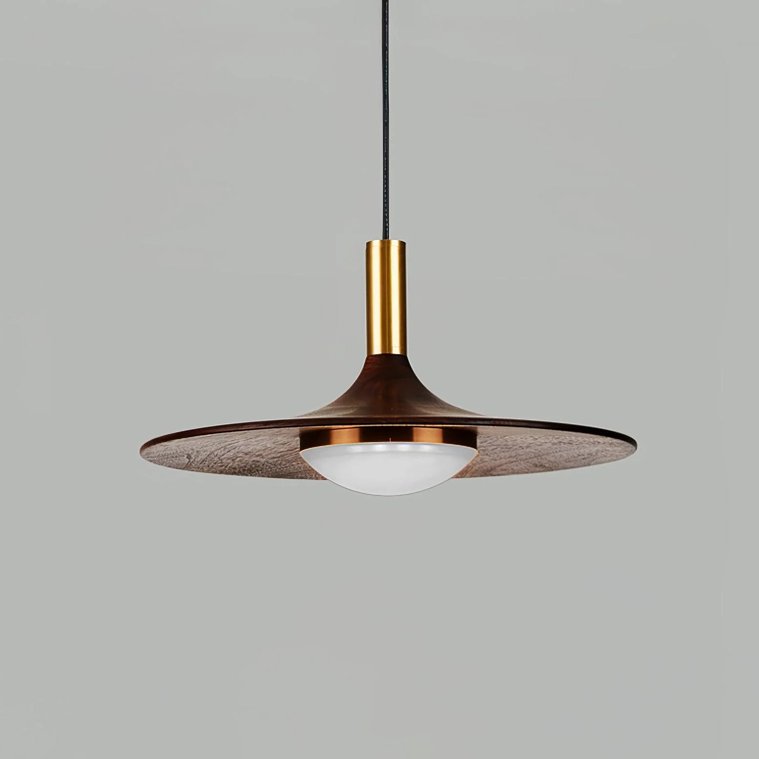 Walnut Wood Dish Pendant Light - Image 11