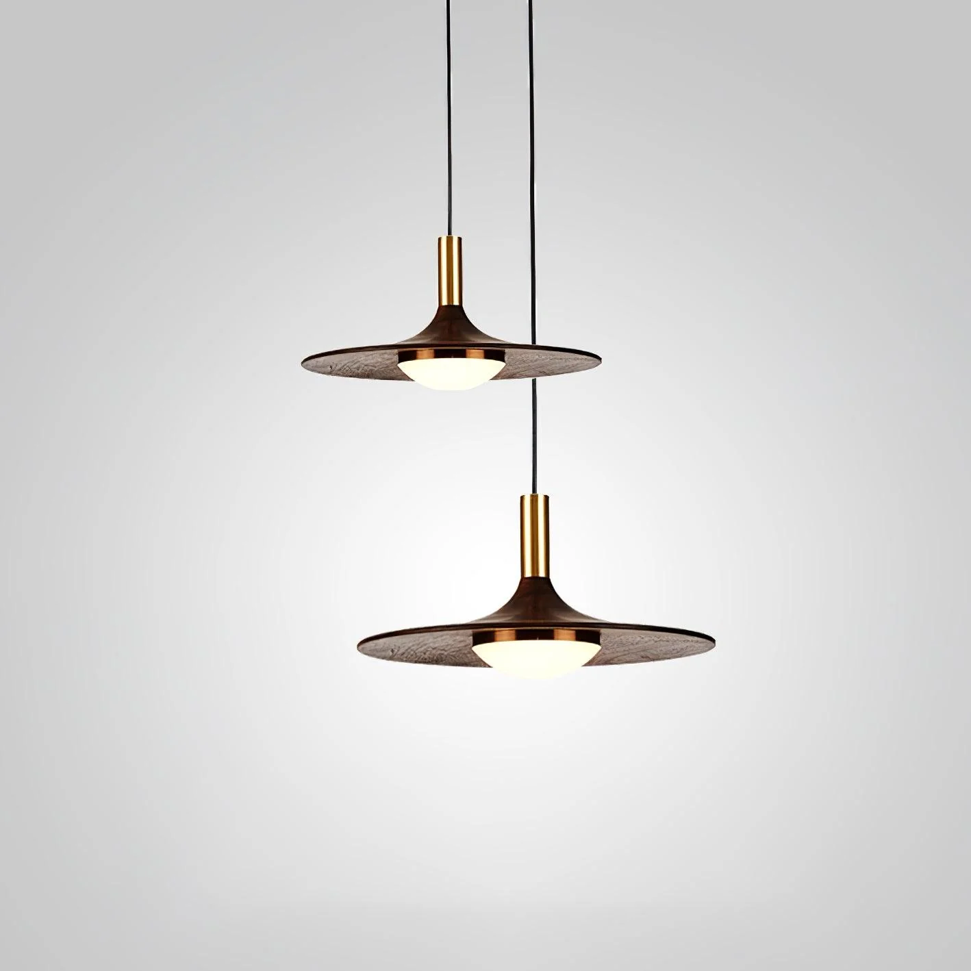 Walnut Wood Dish Pendant Light - Image 14
