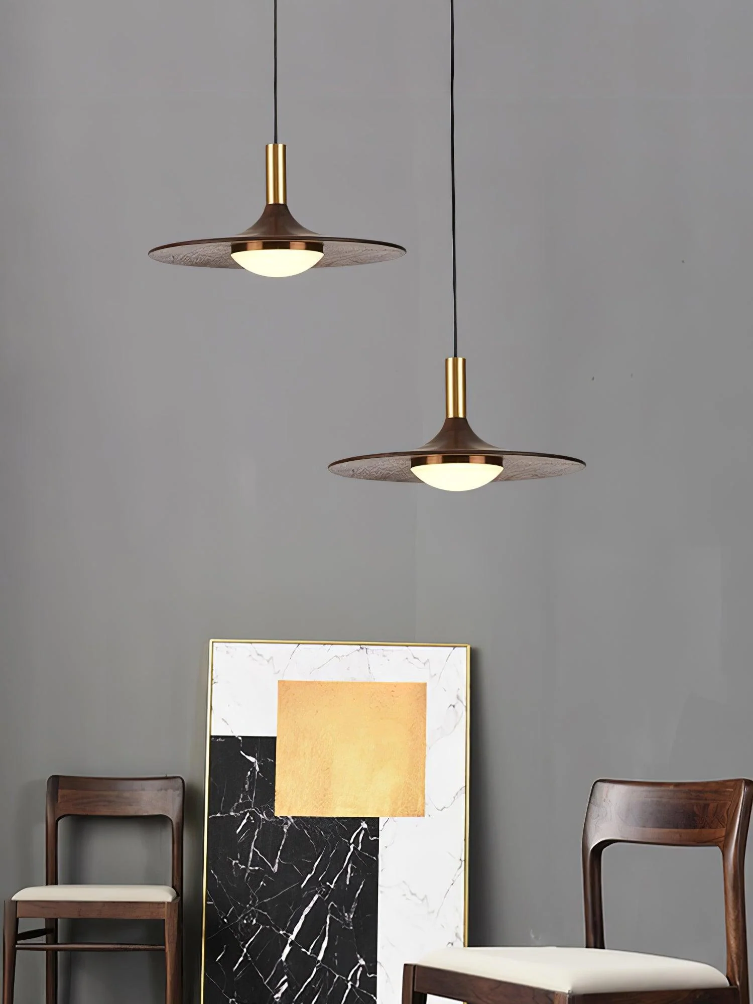 Walnut Wood Dish Pendant Light - Image 17