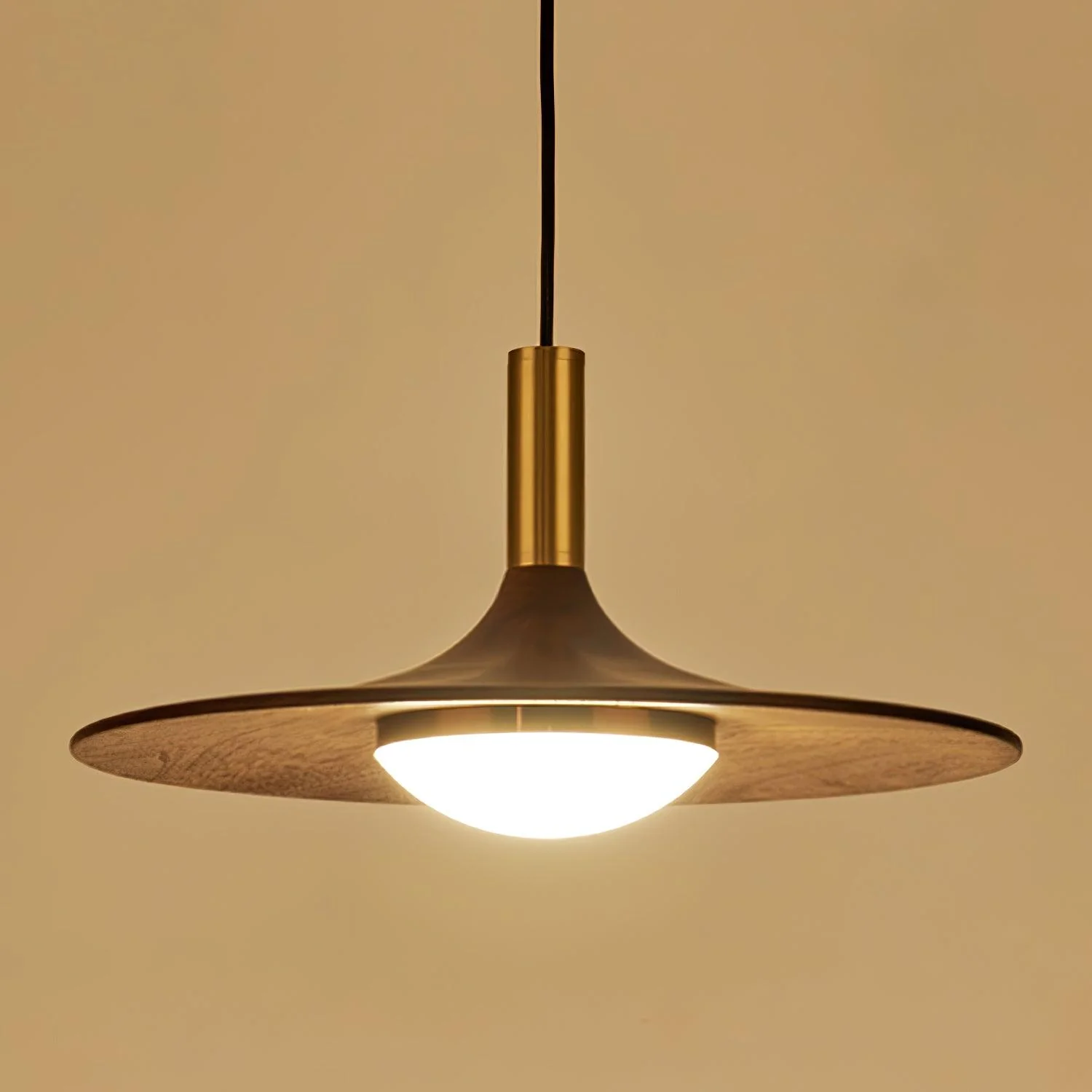 Walnut Wood Dish Pendant Light - Image 18