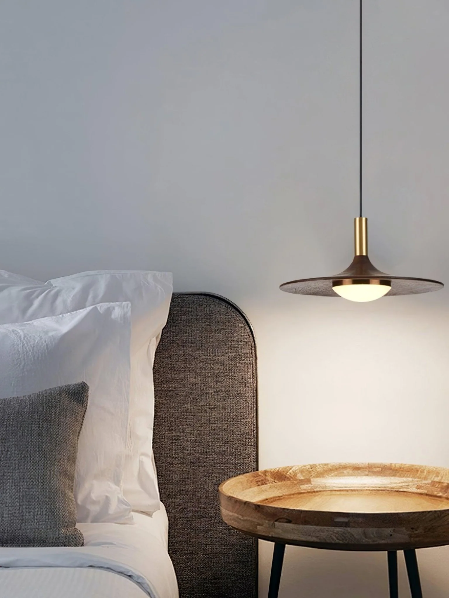 Walnut Wood Dish Pendant Light - Image 19