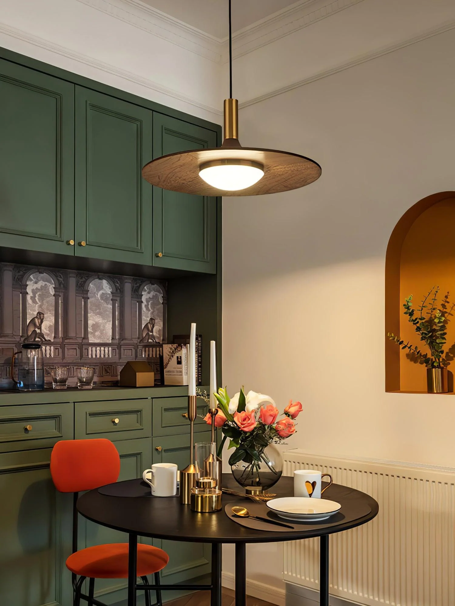 Walnut Wood Dish Pendant Light - Image 20