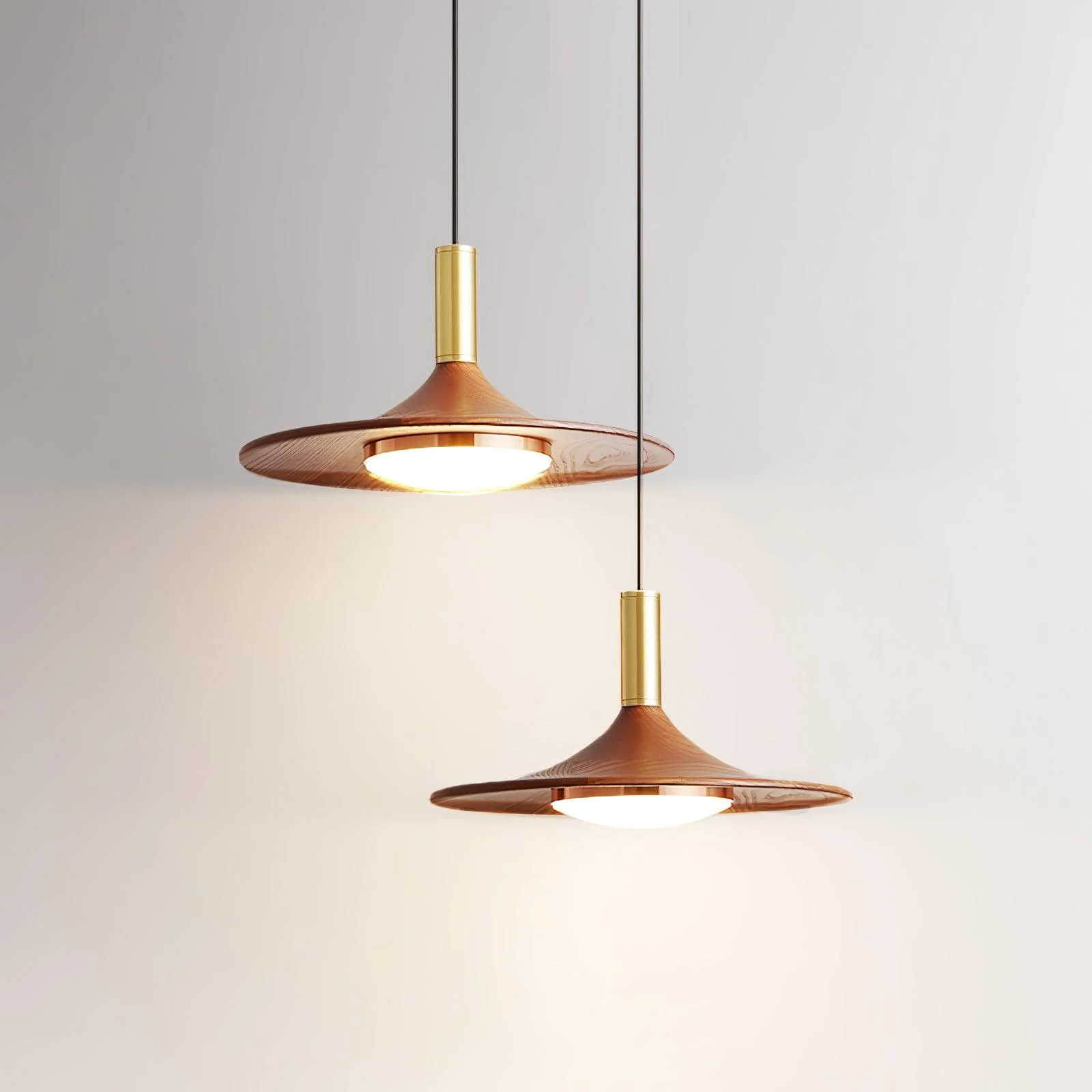 Walnut Wood Dish Pendant Light - Image 21